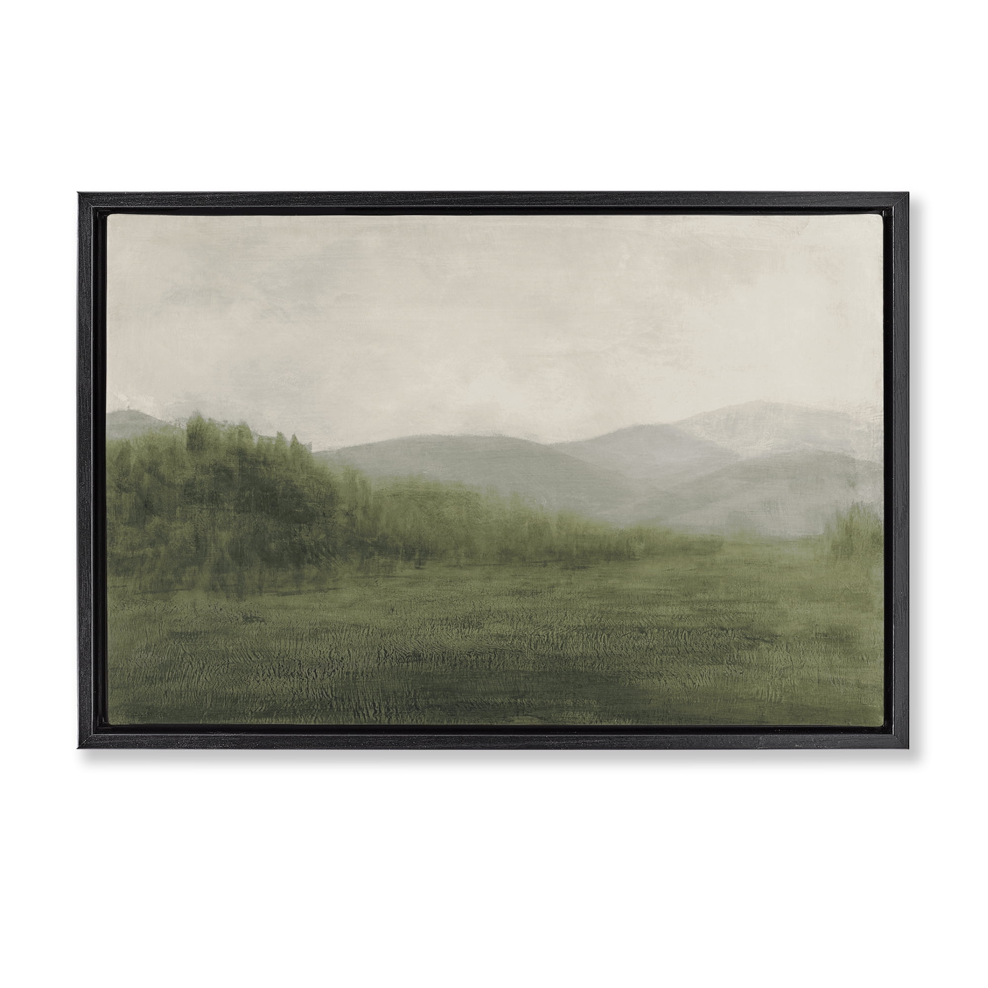 Stupell Industries Fog Green Countryside Black Framed Floater Canvas Wall Art, design by Walt Johnson