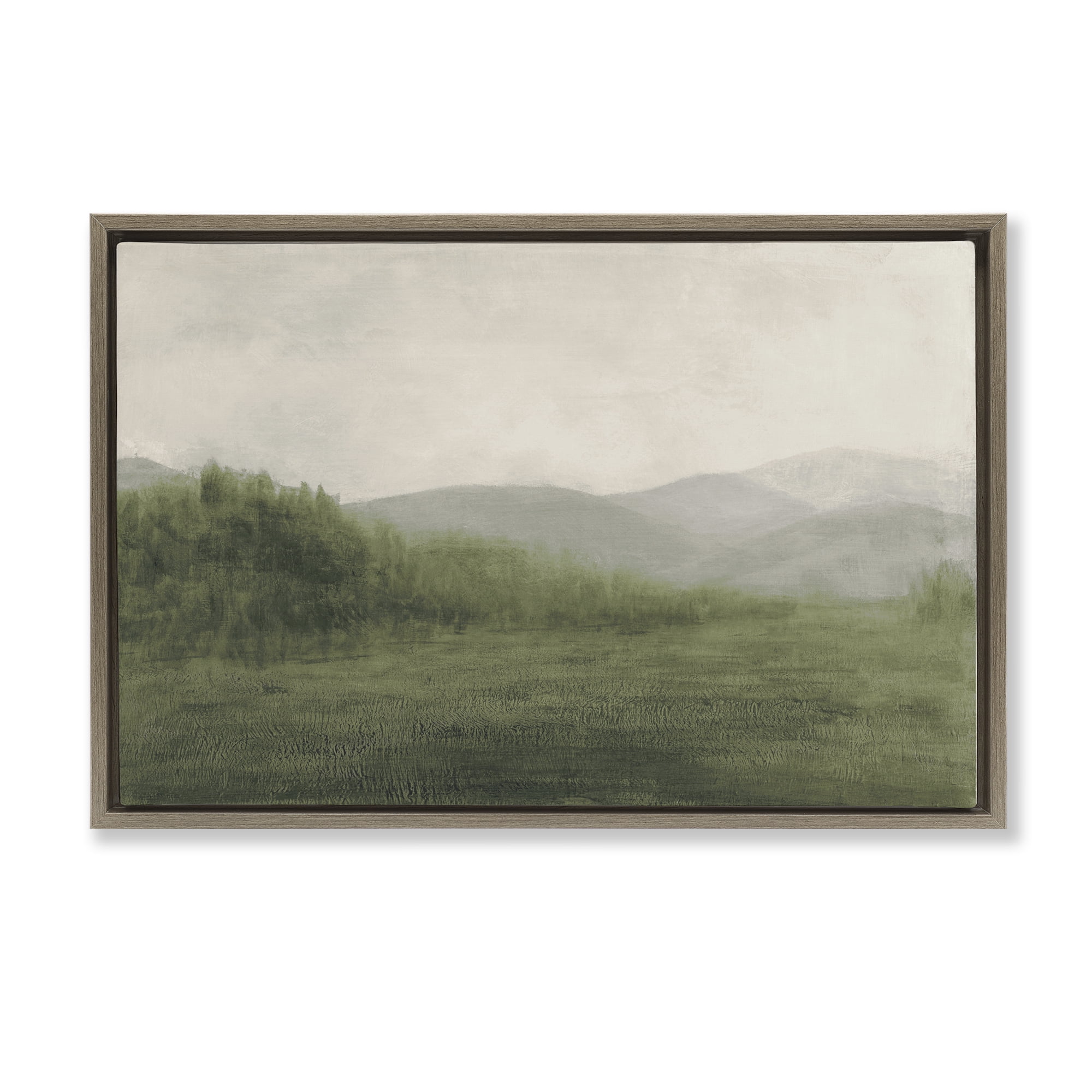 Stupell Industries Fog Green Countryside Brown Framed Floater Canvas Wall Art, design by Walt Johnson