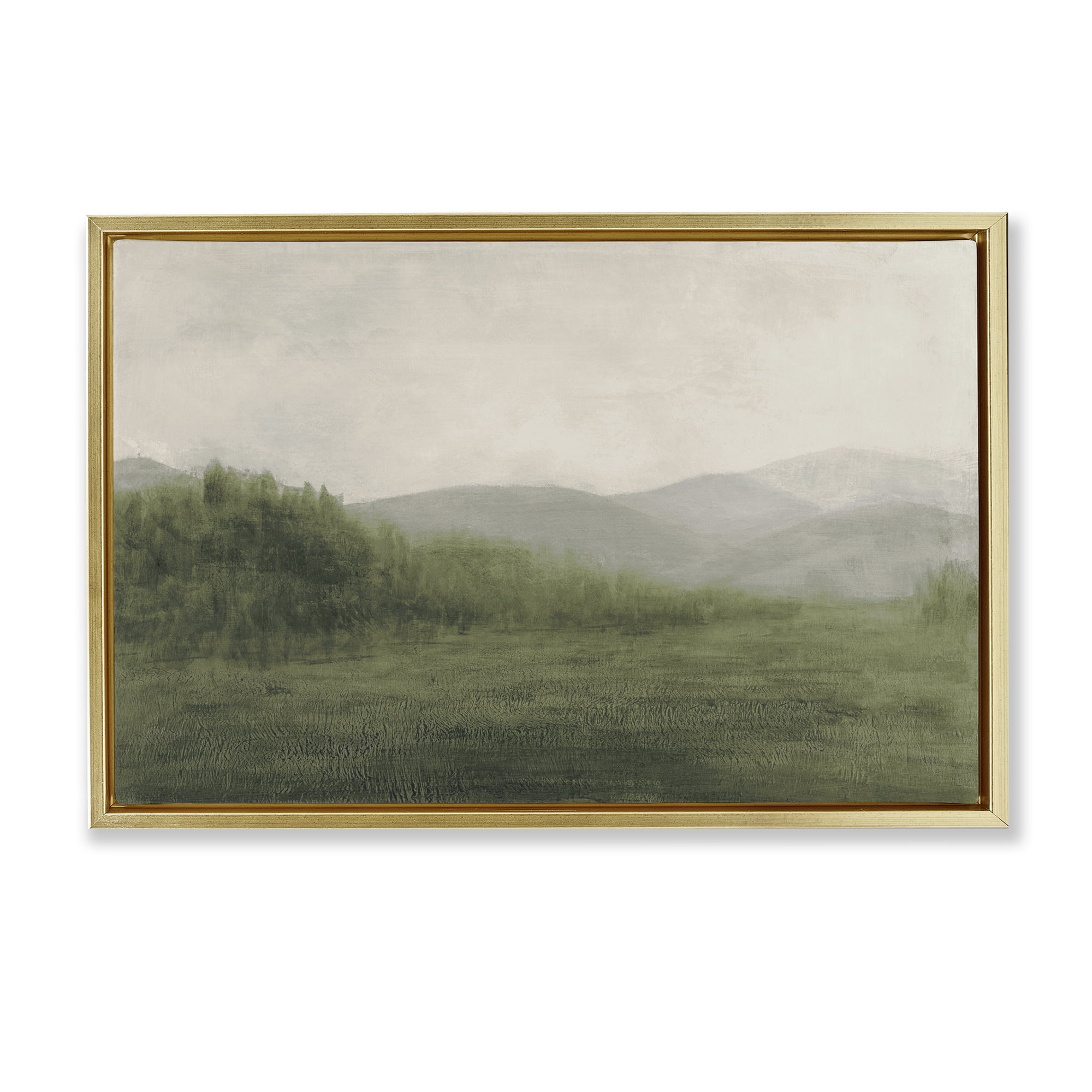 Stupell Industries Fog Green Countryside Gold Framed Floater Canvas Wall Art, design by Walt Johnson