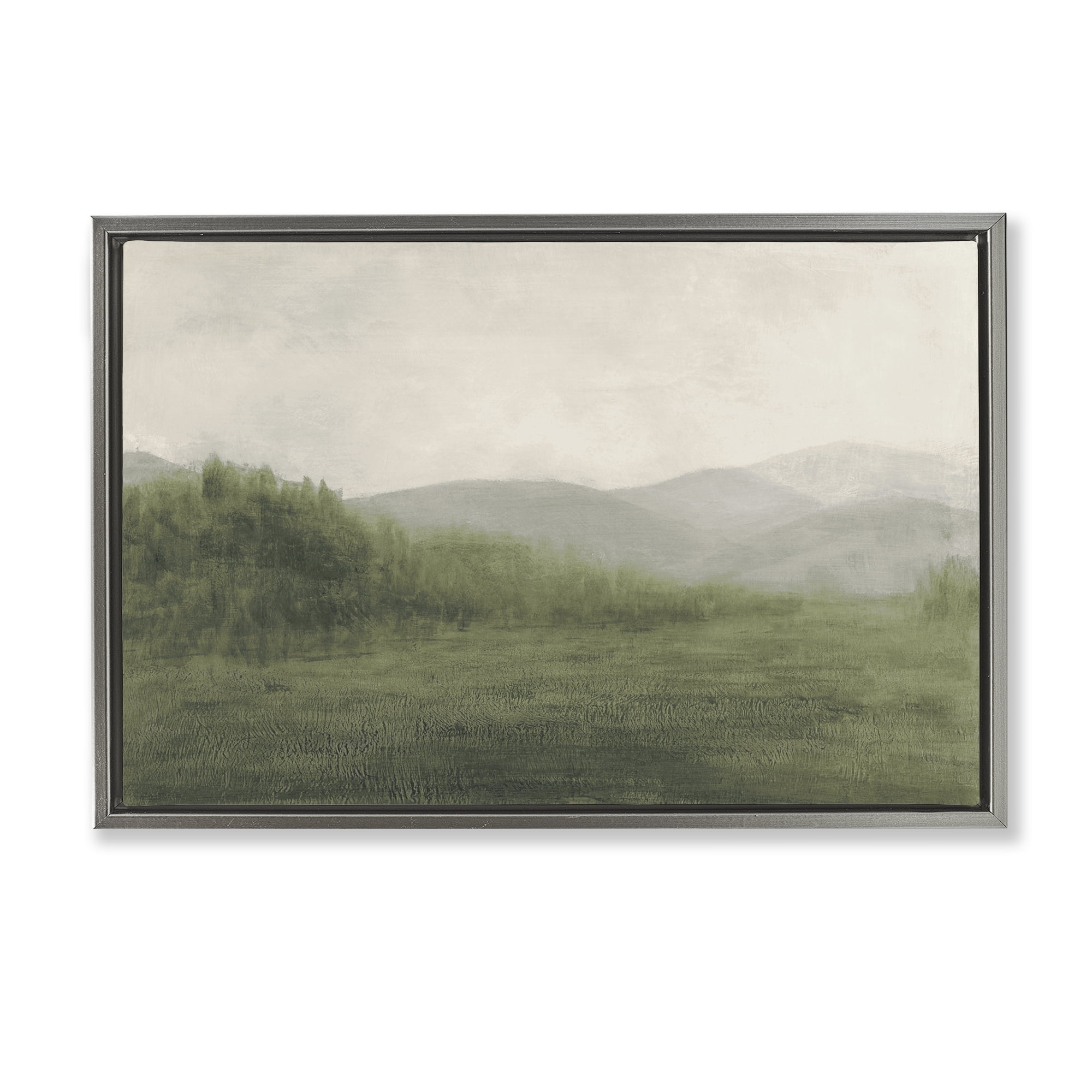 Stupell Industries Fog Green Countryside Gray Framed Floater Canvas Wall Art, design by Walt Johnson