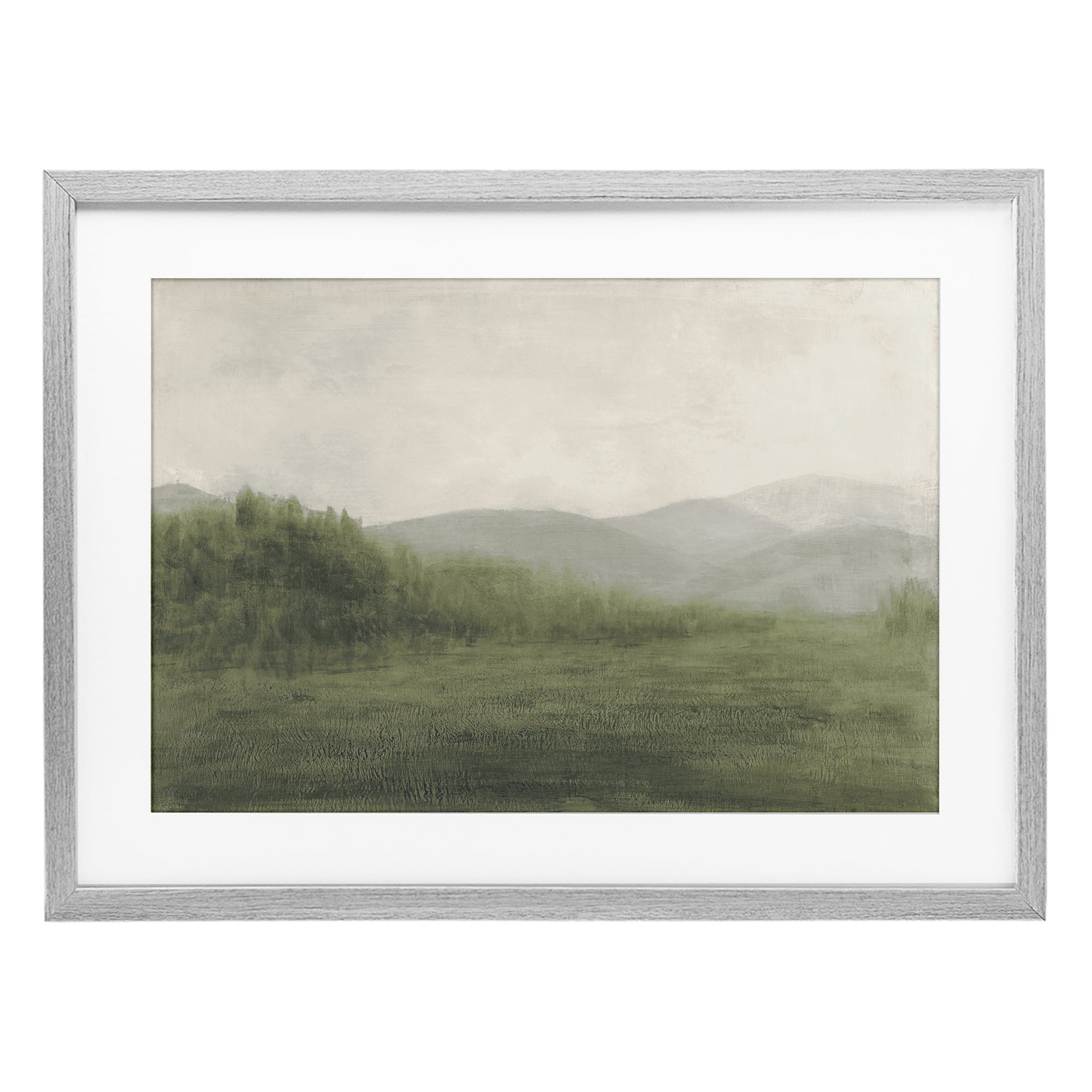 Stupell Industries Fog Green Countryside Gray Framed Print Under Glass, design by Walt Johnson
