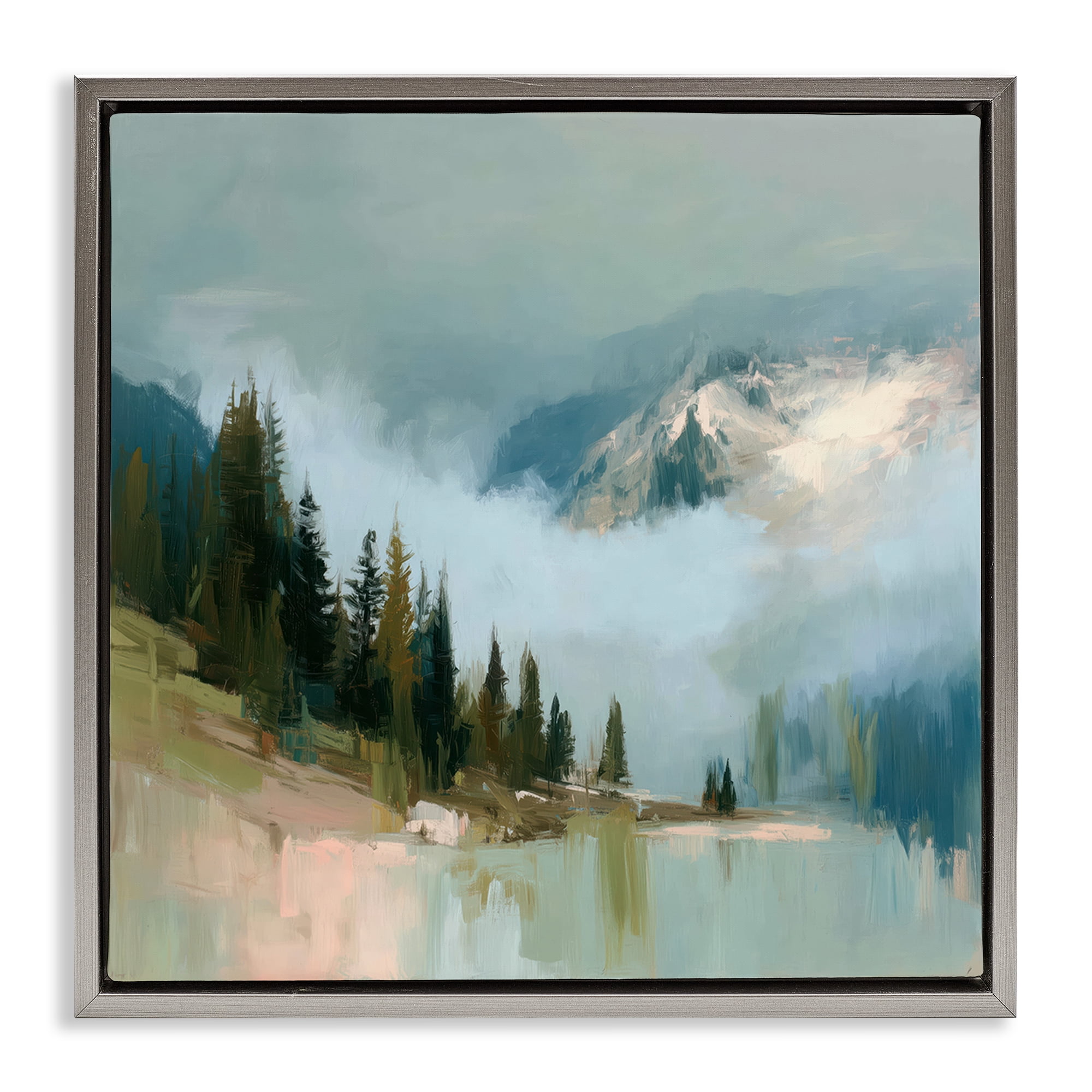Stupell Industries Fog On The Mountains Gray Framed Floater Canvas Wall Art, design by Kim Curinga