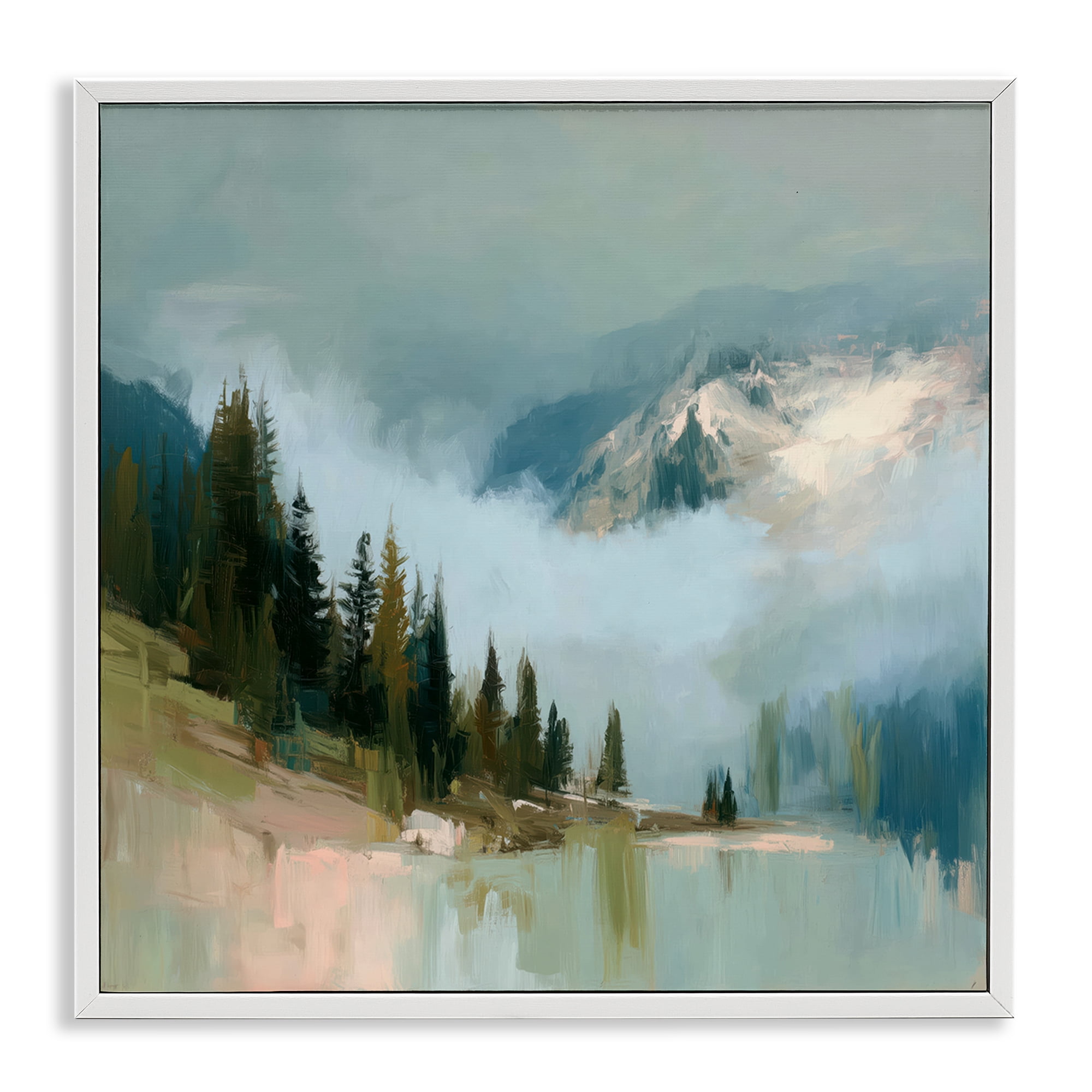 Stupell Industries Fog On The Mountains White Framed Giclee Art, design by Kim Curinga