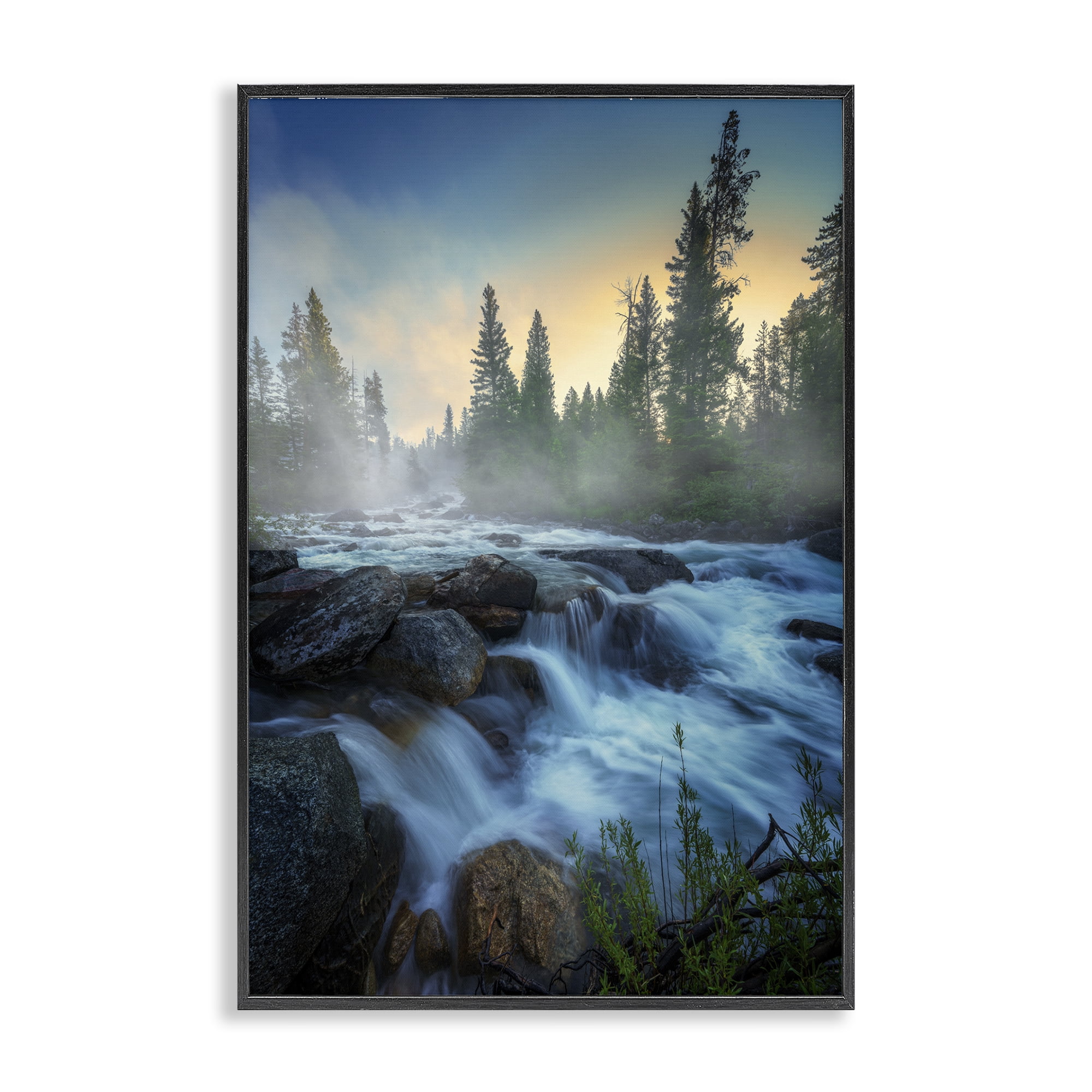 Stupell Industries Fog Over Rushing Water Landscape & Nature Photography Black Framed Art Print Wall Art, 20 x 30