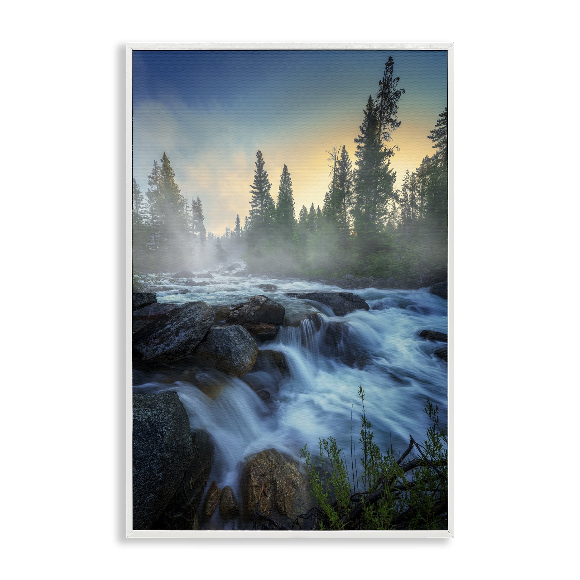 Stupell Industries Fog Over Rushing Water Landscape & Nature Photography White Framed Art Print Wall Art, 20 x 30