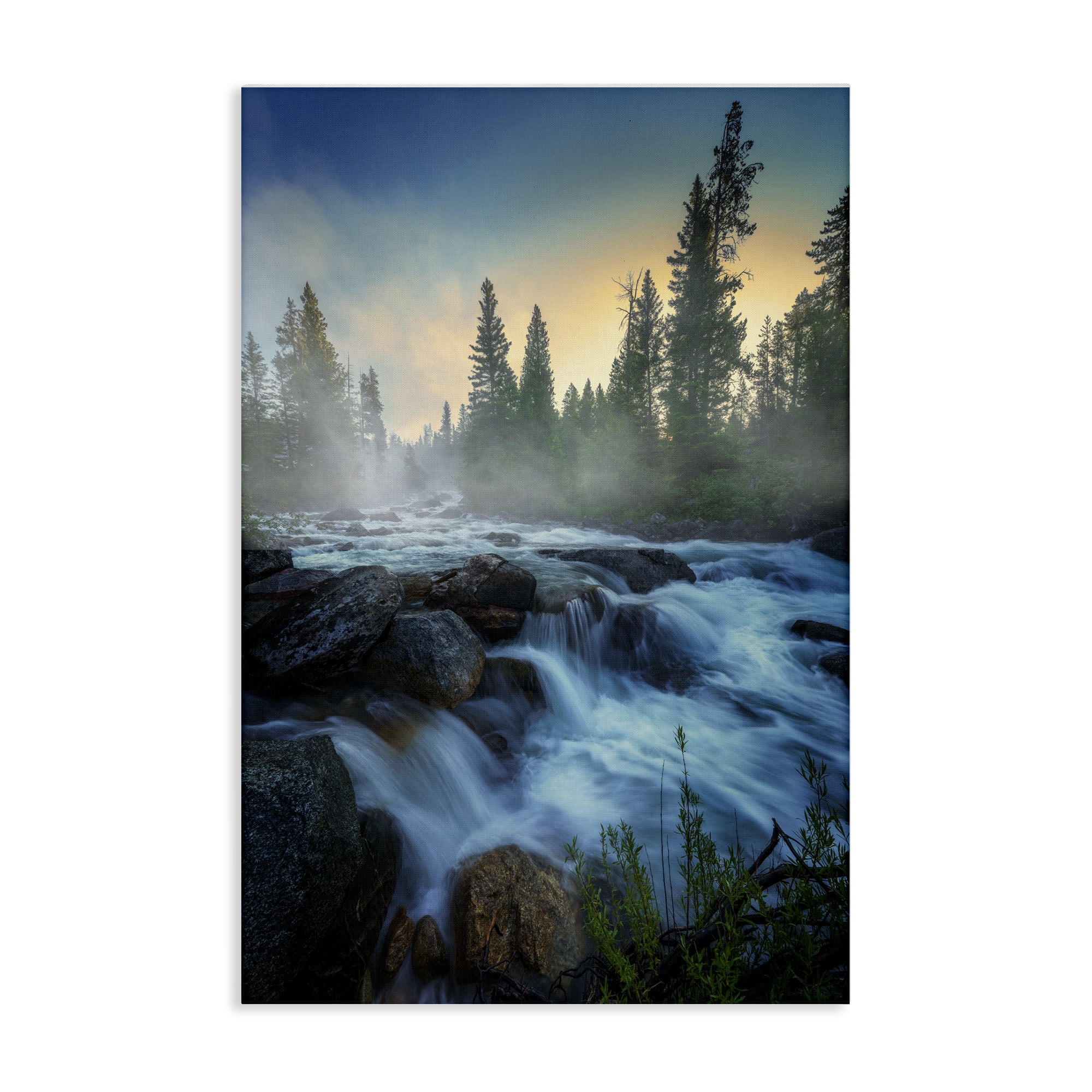 Stupell Industries Fog Over Rushing Water Landscape & Nature Photography Wrapped Canvas Art Print Wall Art, 24 x 36