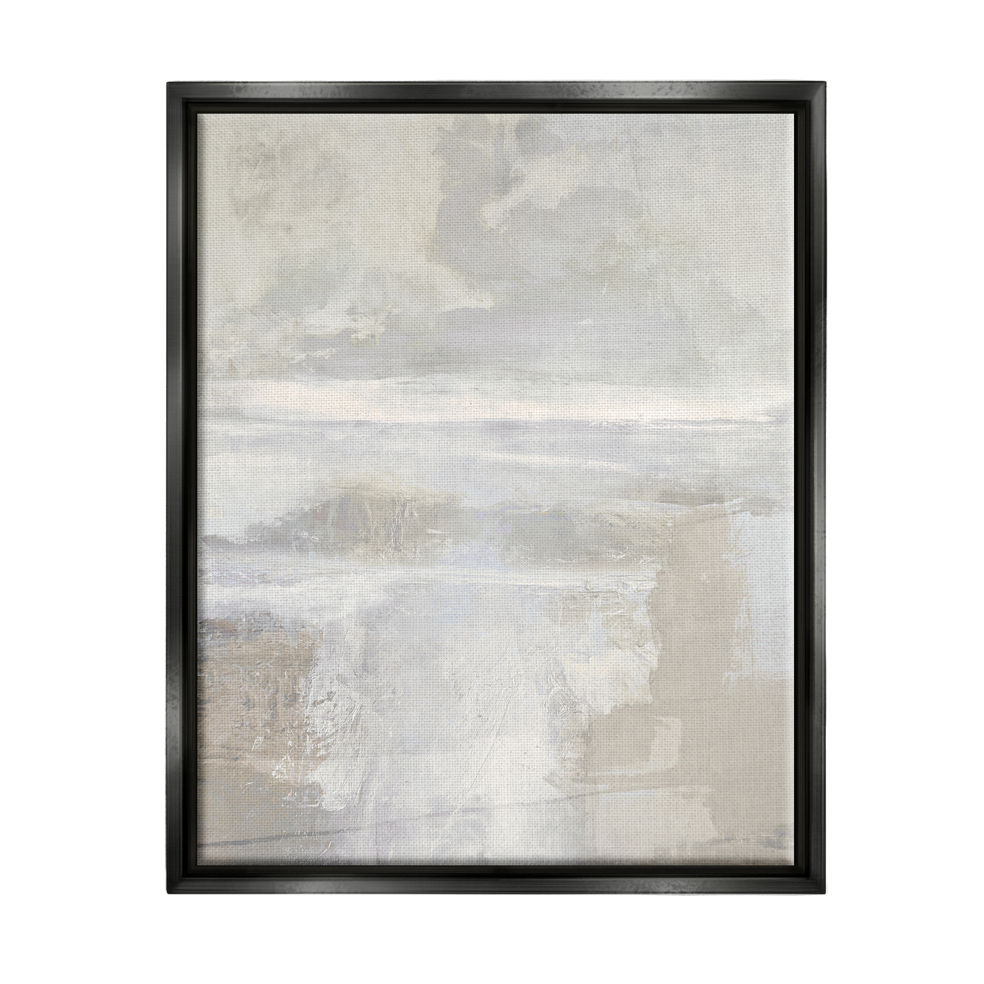 Stupell Industries Foggy Abstract Landscape Abstract Painting Black Floater Framed Canvas Art Print Wall Art, 17 x 21