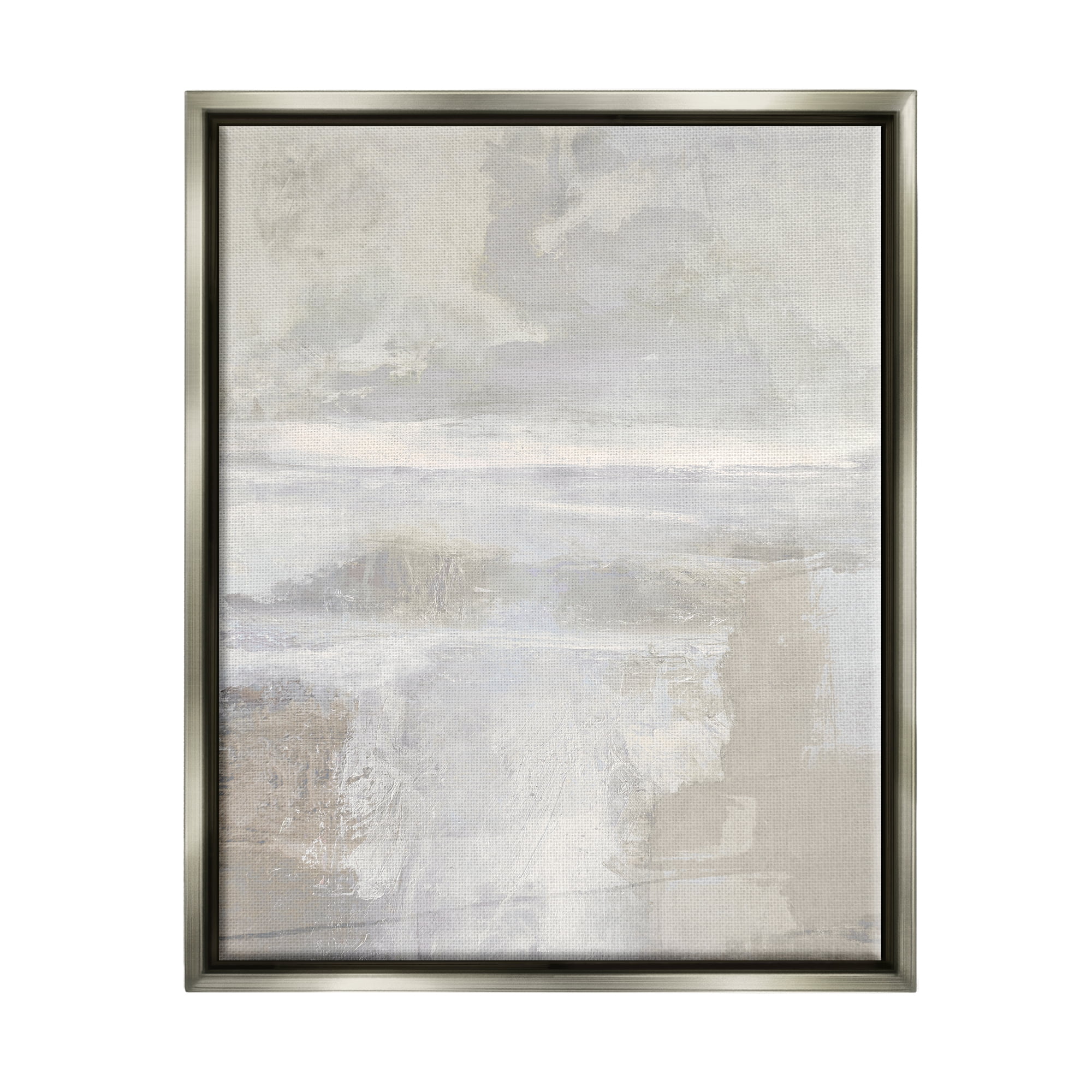 Stupell Industries Foggy Abstract Landscape Abstract Painting Gray Floater Framed Canvas Art Print Wall Art, 25 x 31