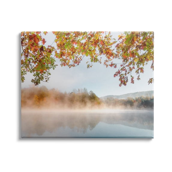 Stupell Industries Foggy Autumn Lake Landscape Fall Tree Leaf Overhang, 40 x 30,Design by Danita Delimont
