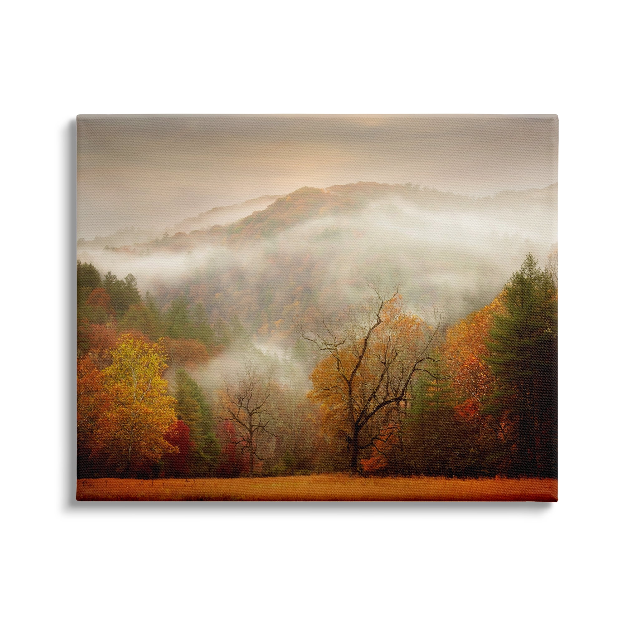 Stupell Industries Foggy Autumn Morning Mountain Forest Landscape Orange Red, 48 x 36,Design by PHBurchett