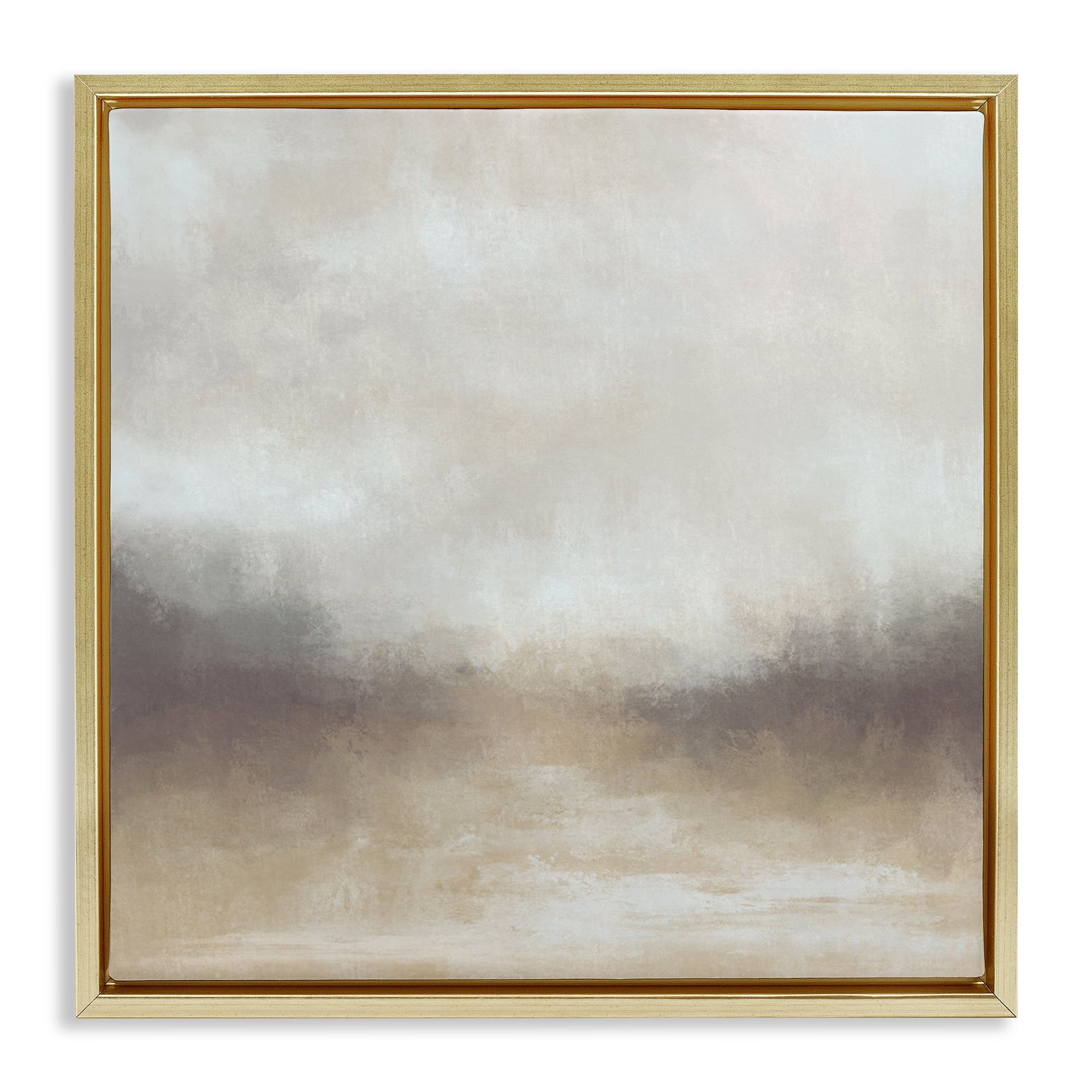 Stupell Industries Foggy Beige Landscape Landscape & Nature Painting Gold Floater Framed Canvas Art Print Wall Art, 18 x 18