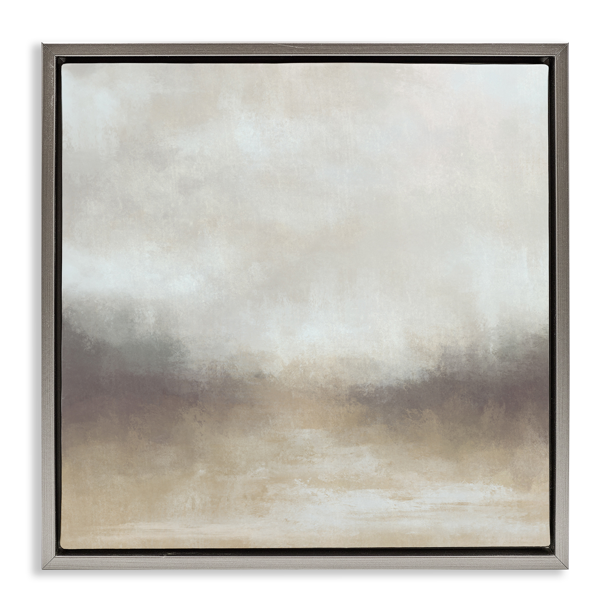 Stupell Industries Foggy Beige Landscape Landscape & Nature Painting Gray Floater Framed Canvas Art Print Wall Art, 25 x 25
