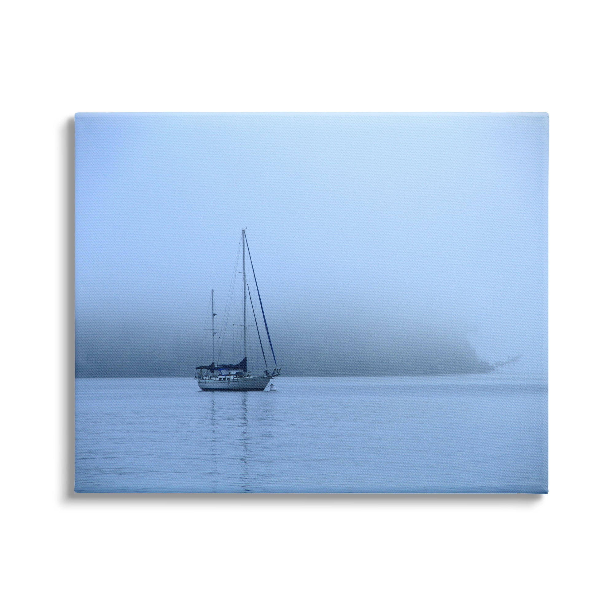 Stupell Industries Foggy Boat Sailing Landscape Photography Gallery Wrapped Canvas Art Print Wall Art, 48 x 36