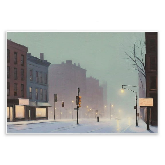 Stupell Industries Foggy City Street Scenic & Cityscapes Painting Unframed Art Print Wall Art, 15 x 10