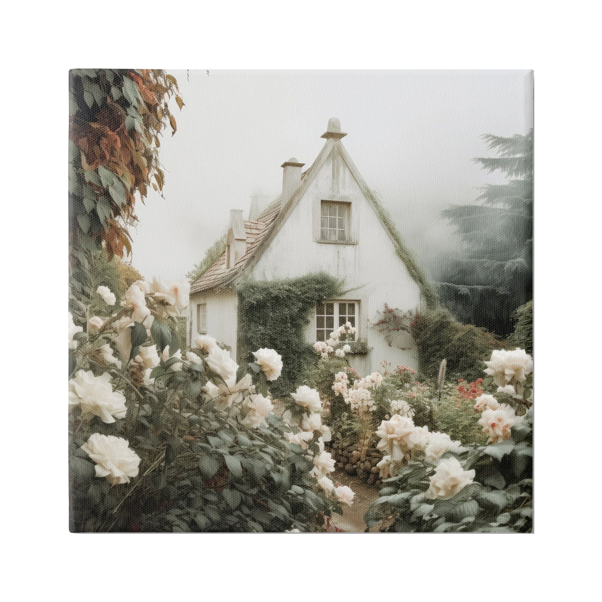 Stupell Industries Foggy Cottage Garden Botanical & Floral Photography Gallery Wrapped Canvas Art Print Wall Art, 36 x 36