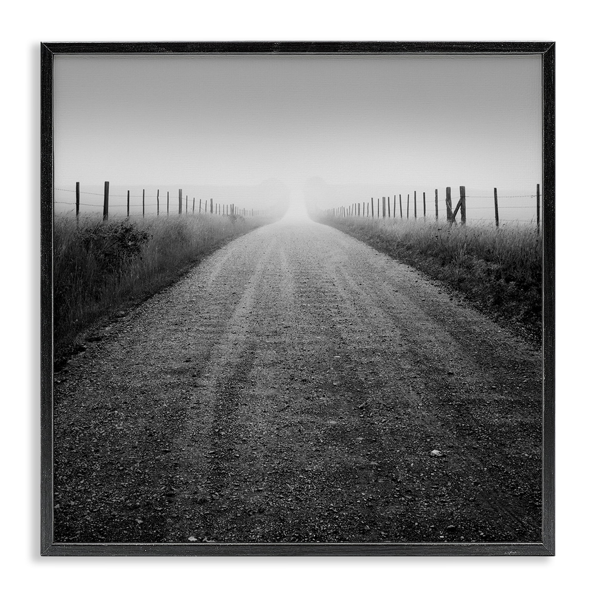 Stupell Industries Foggy Country Road Landscape & Nature Photography Black Framed Art Print Wall Art, 12 x 12
