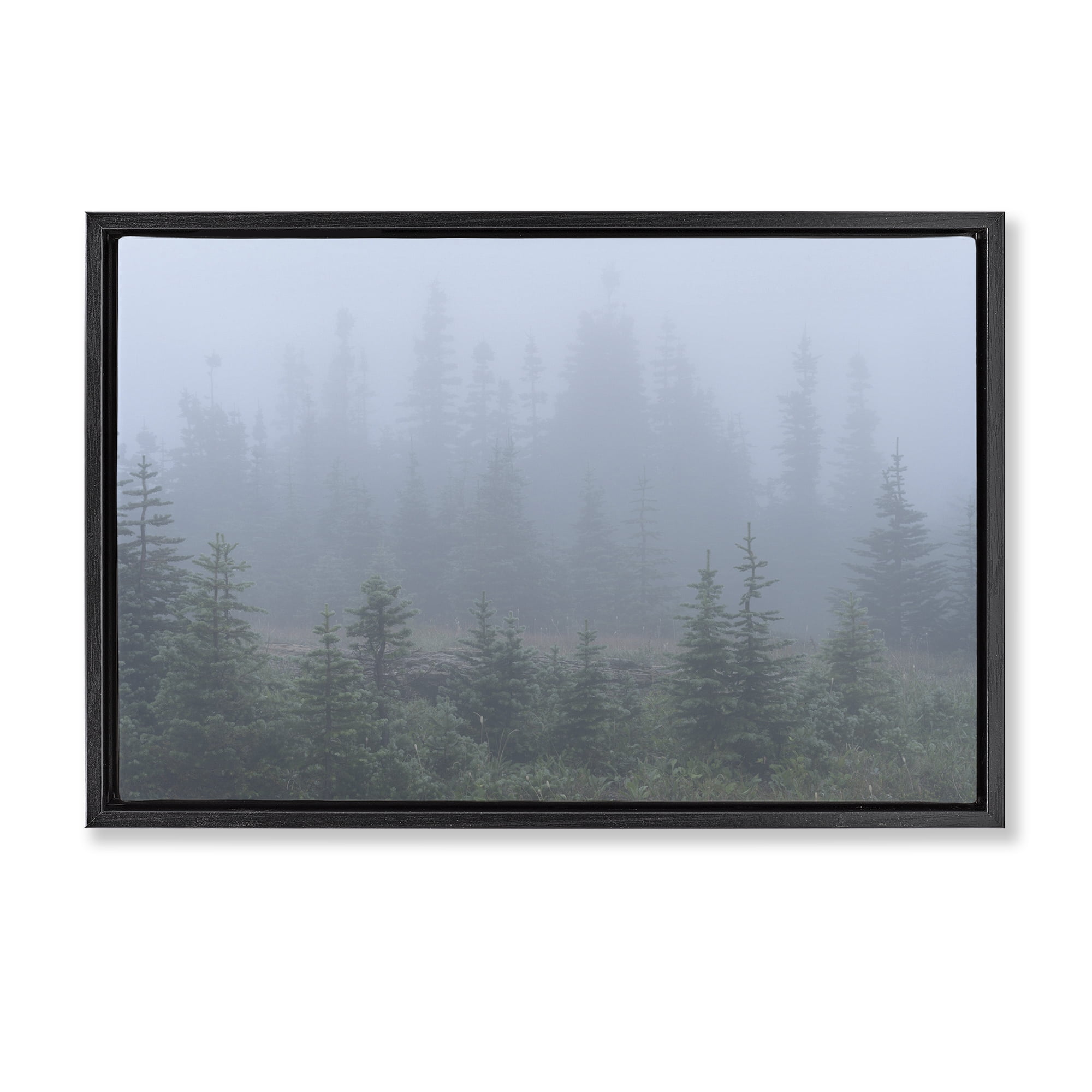 Stupell Industries Foggy Forest Trees Landscape Photography Black Floater Framed Art Print Wall Art, 25 x 17