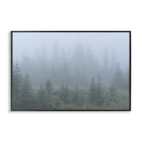 Stupell Industries Foggy Forest Trees Landscape Photography Black Framed Art Print Wall Art, 18 x 12