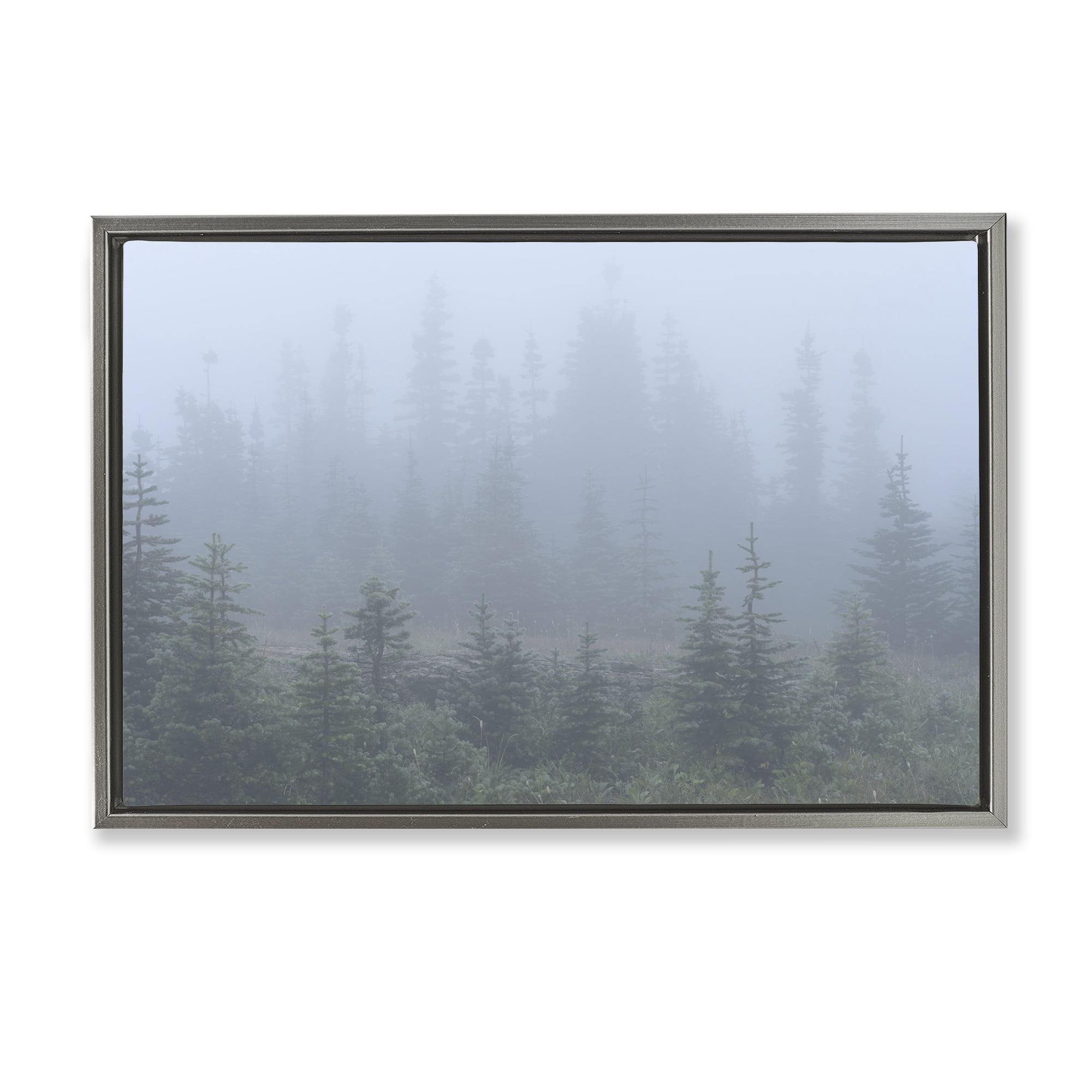 Stupell Industries Foggy Forest Trees Landscape Photography Gray Floater Framed Art Print Wall Art, 25 x 17