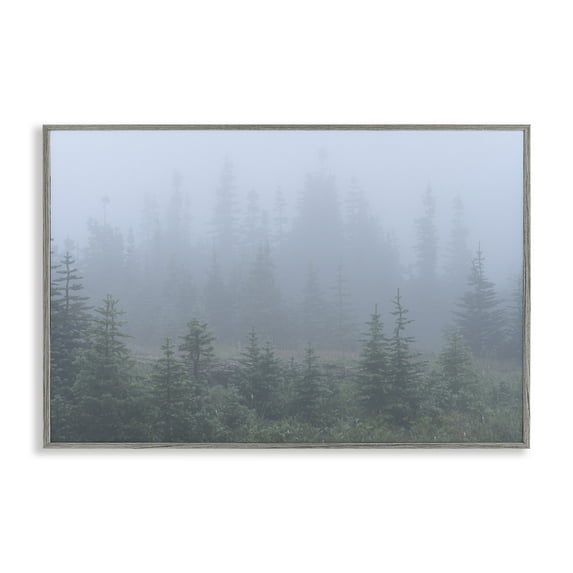 Stupell Industries Foggy Forest Trees Landscape Photography Gray Framed Art Print Wall Art, 30 x 20
