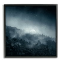 Stupell Industries Foggy Full Moon Night Sky Landscape Painting Black Framed Art Print Wall Art
