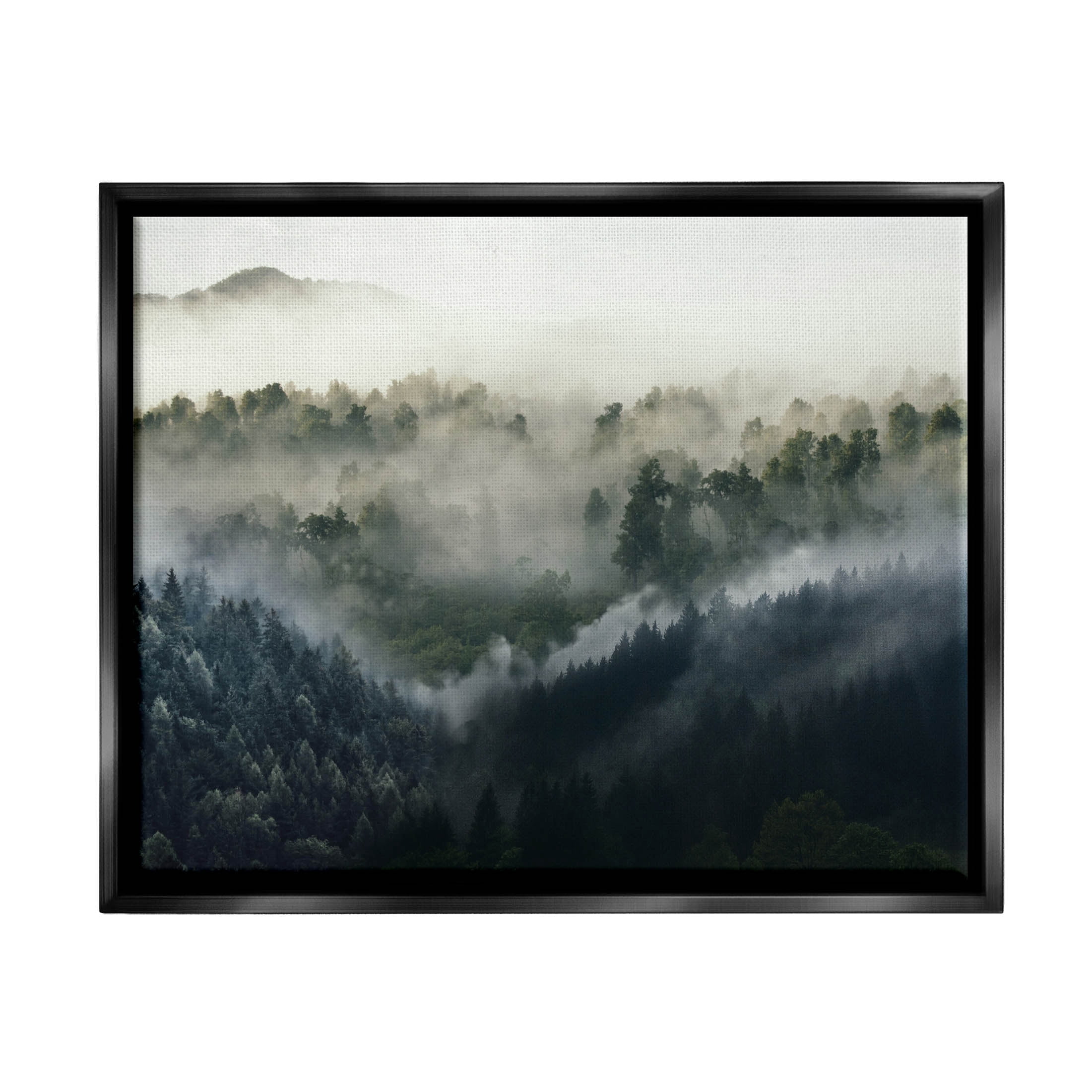 Stupell Industries Foggy Green Mountain Peaks Photograph Jet Black Floating Framed Canvas Print Wall Art, Design by Ziwei Li