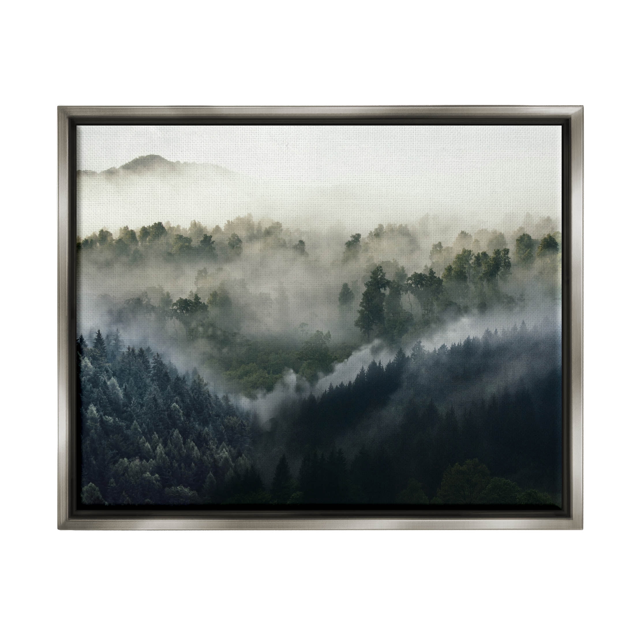 Stupell Industries Foggy Green Mountain Peaks Photograph Luster Gray Floating Framed Canvas Print Wall Art, Design by Ziwei Li