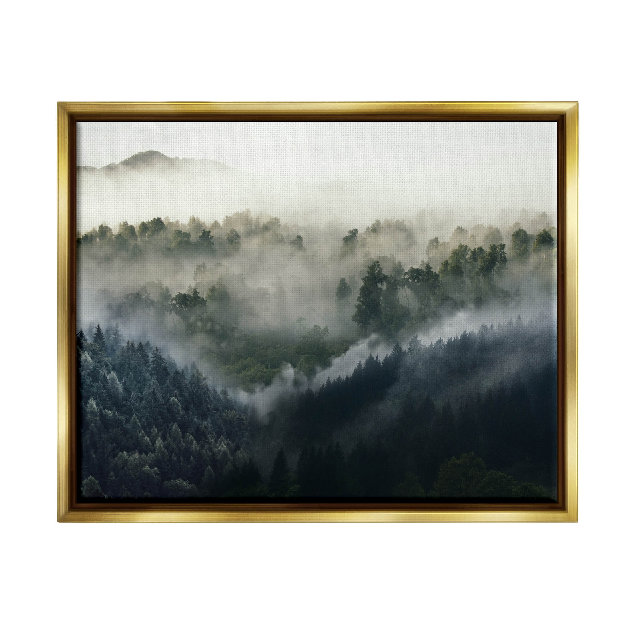 Stupell Industries Foggy Green Mountain Peaks Photograph Metallic Gold Floating Framed Canvas Print Wall Art, Design by Ziwei Li