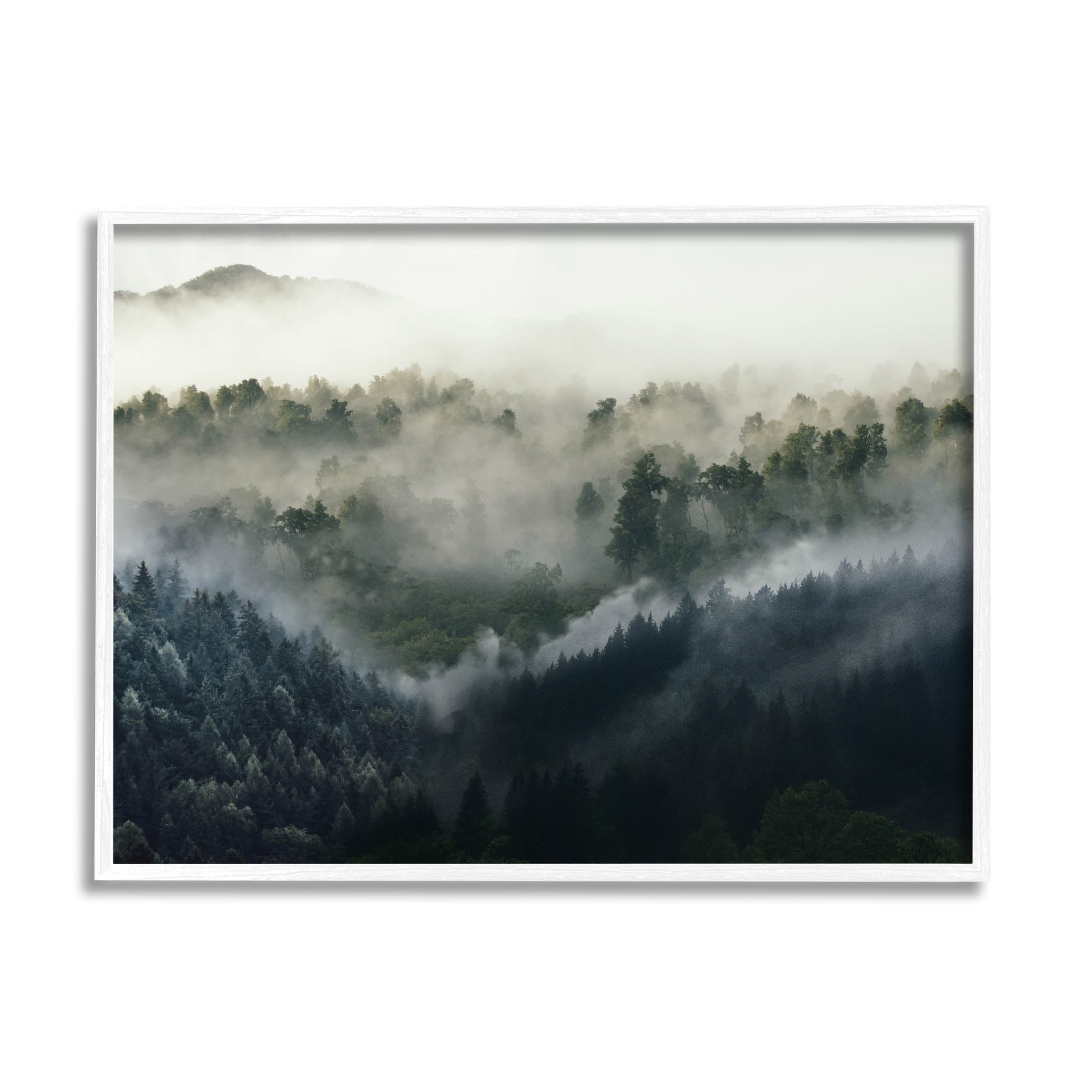 Stupell Industries Foggy Green Mountain Peaks Photograph White Framed Art Print Wall Art, Design by Ziwei Li
