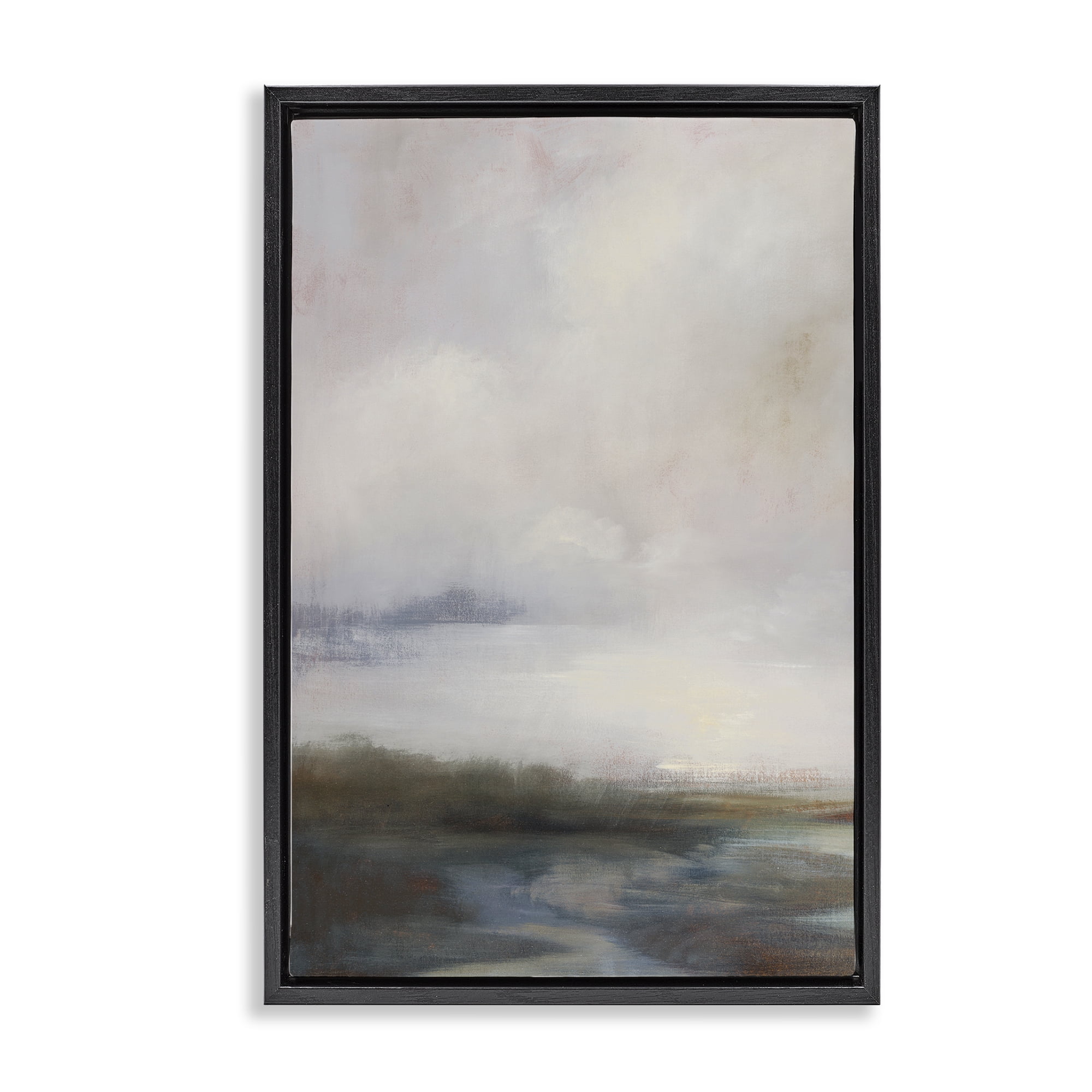 Stupell Industries Foggy Grey Landscape Landscape & Nature Painting Black Floater Framed Canvas Art Print Wall Art, 21 x 31