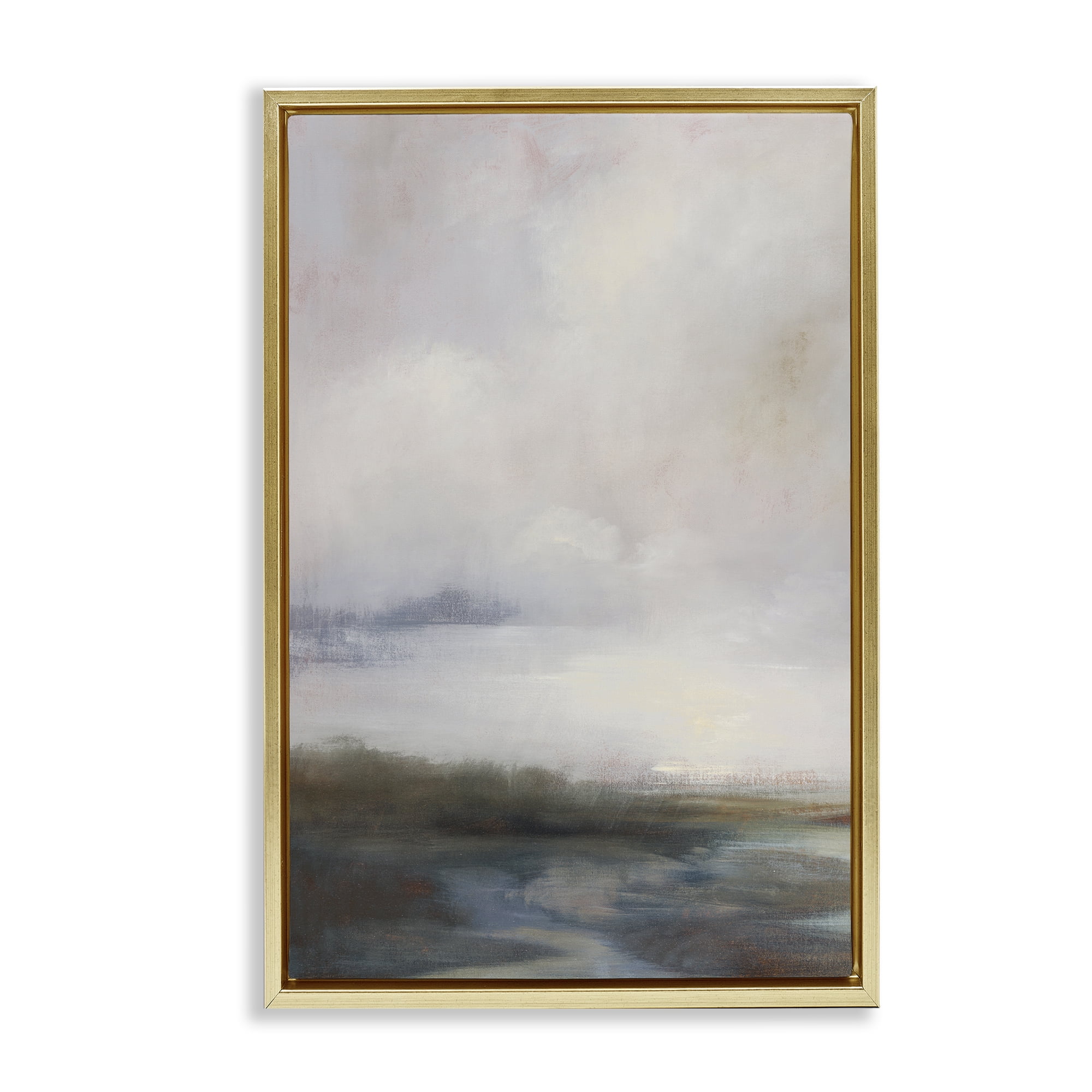 Stupell Industries Foggy Grey Landscape Landscape & Nature Painting Gold Floater Framed Canvas Art Print Wall Art, 17 x 25