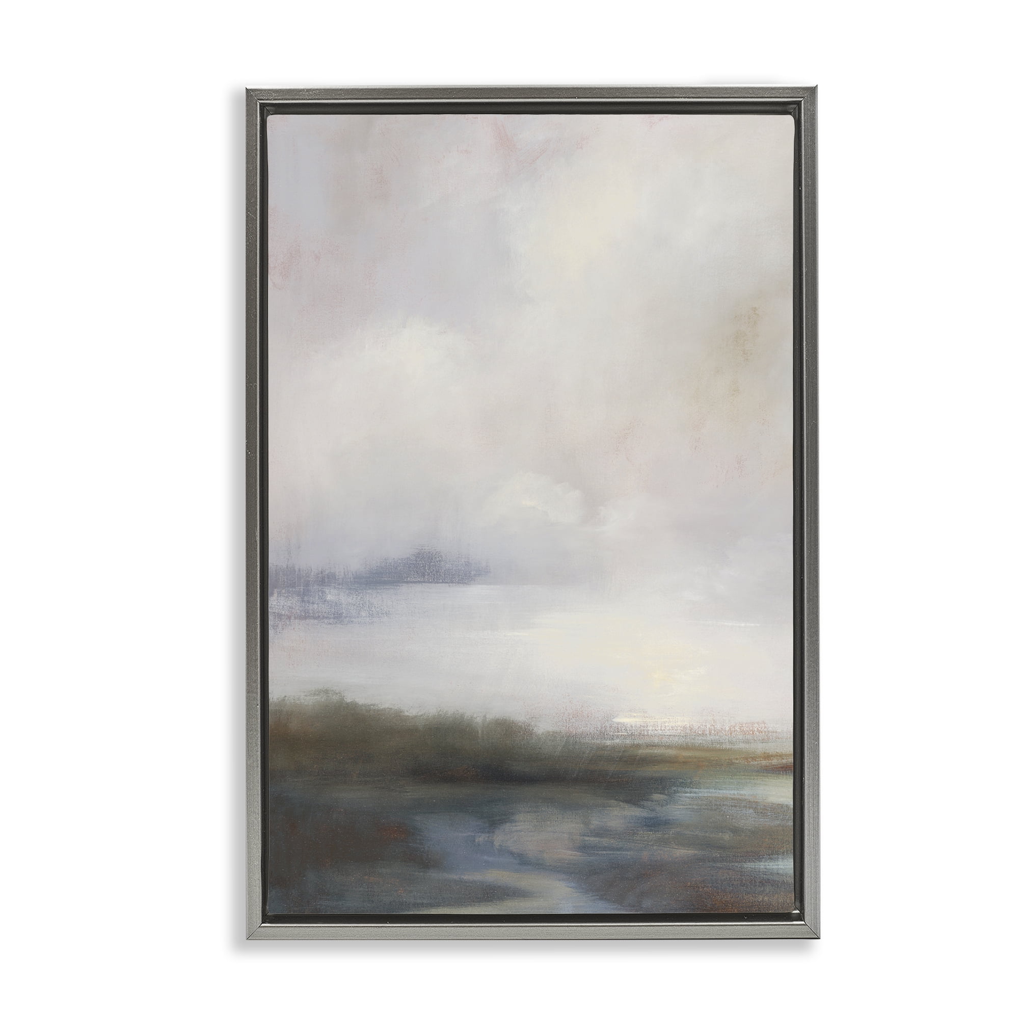 Stupell Industries Foggy Grey Landscape Landscape & Nature Painting Gray Floater Framed Canvas Art Print Wall Art, 21 x 31