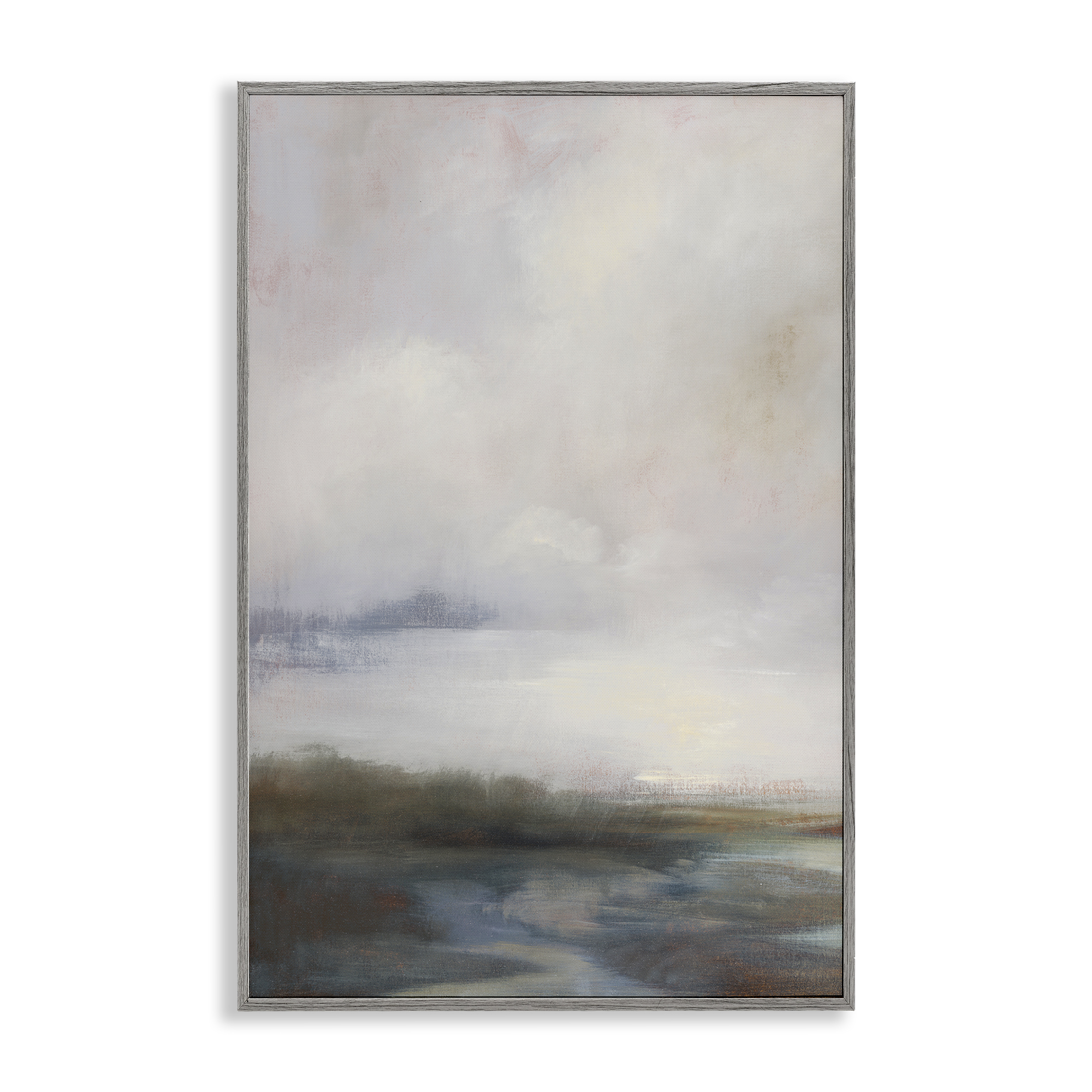 Stupell Industries Foggy Grey Landscape Landscape & Nature Painting Gray Framed Art Print Wall Art, 16 x 24