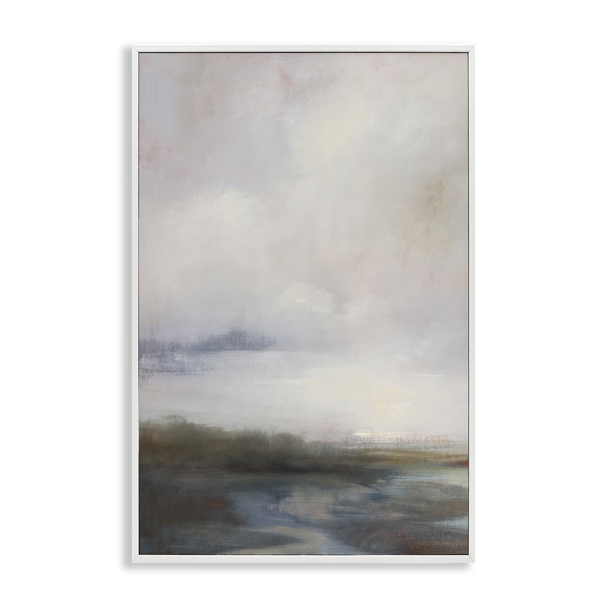 Stupell Industries Foggy Grey Landscape Landscape & Nature Painting White Framed Art Print Wall Art, 12 x 18