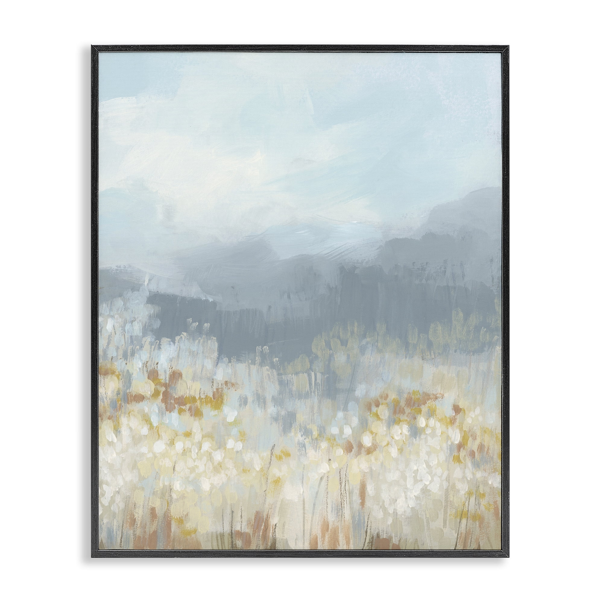 Stupell Industries Foggy Grey Mountains Landscape Painting Black Framed Art Print Wall Art, 24 x 30