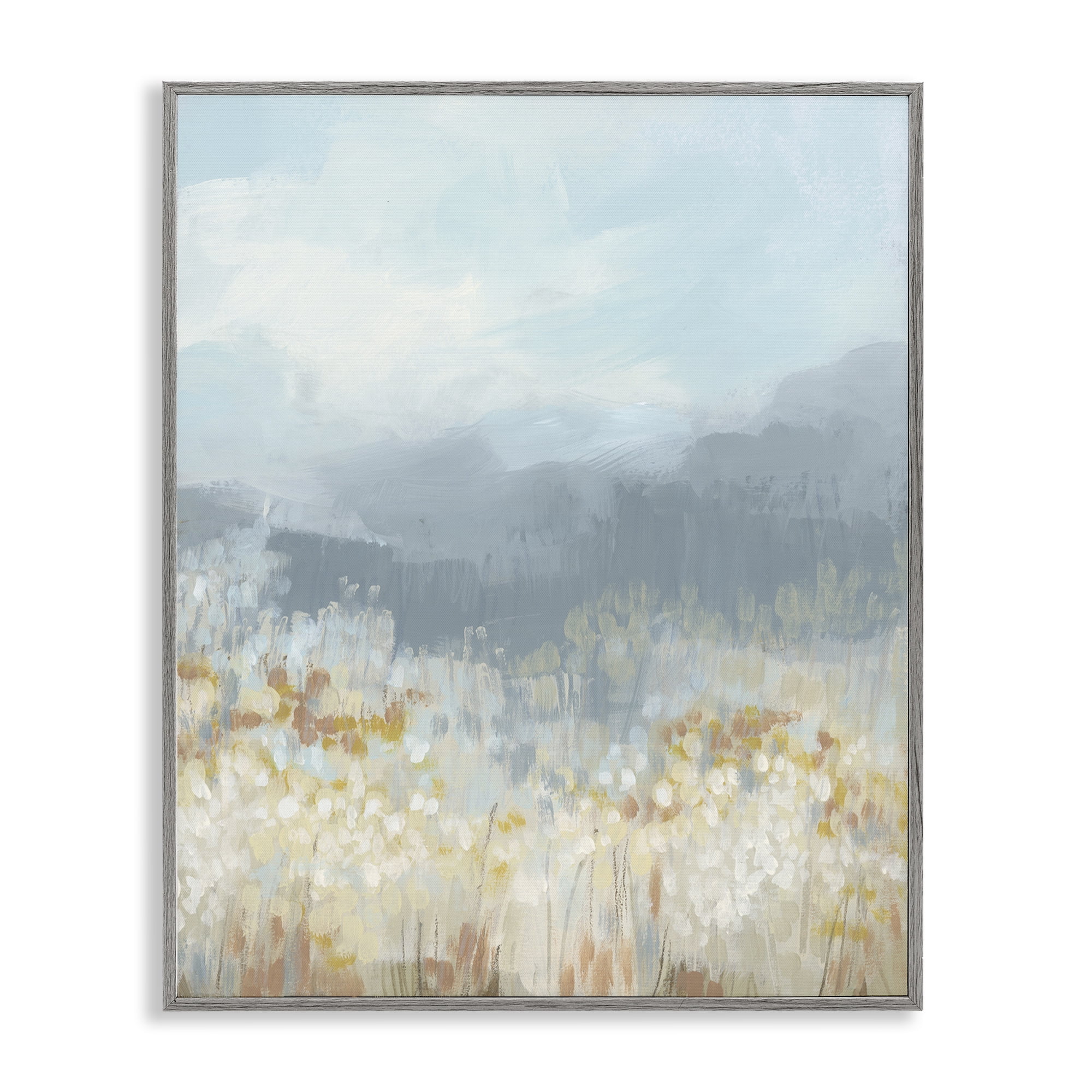 Stupell Industries Foggy Grey Mountains Landscape Painting Gray Framed Art Print Wall Art, 16 x 20