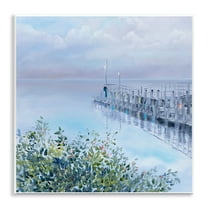 Stupell Industries Foggy Harbor Dock Landscape Painting Unframed Art Print Wall Art, 12 x 12