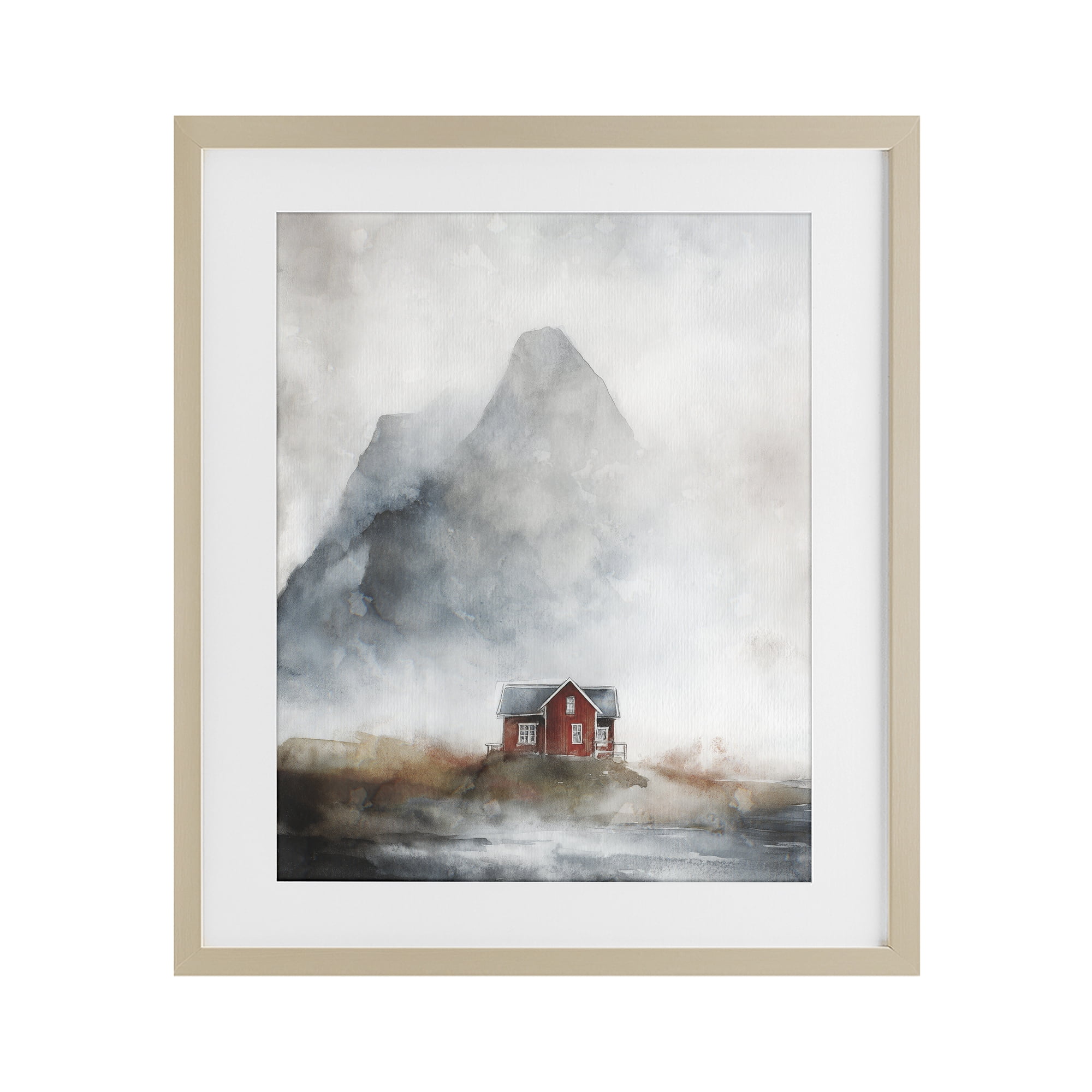 Stupell Industries Foggy Hugged Hut Birch Framed Print Under Glass, design by Svetlana Aleynikova