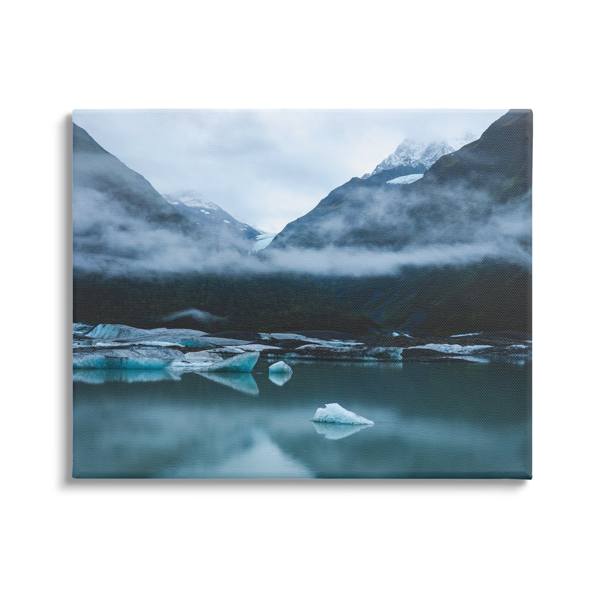 Stupell Industries Foggy Icebergs on Lake Landscape Photography Gallery Wrapped Canvas Art Print Wall Art, 20 x 16