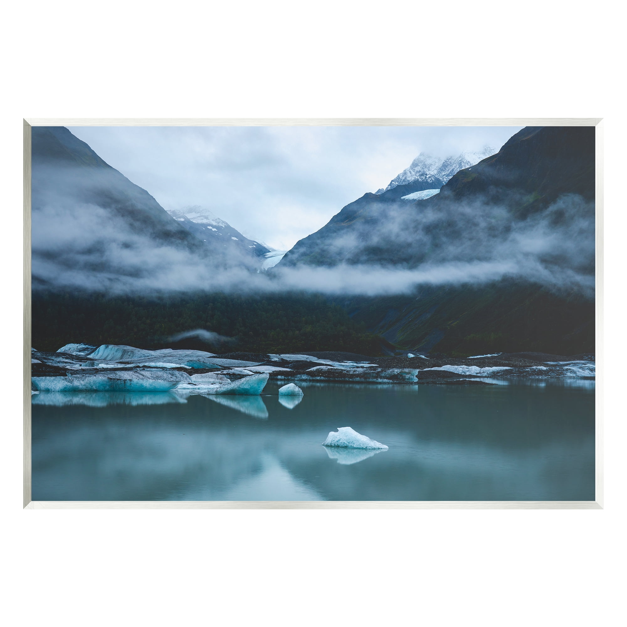 Stupell Industries Foggy Icebergs on Lake Landscape Photography Unframed Art Print Wall Art, 19 x 13