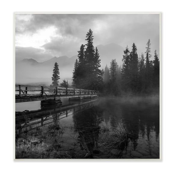Stupell Industries Foggy Lake Water Sky Misty Forest Rustic Photography, 12 x 12, Design by Daniel Sproul