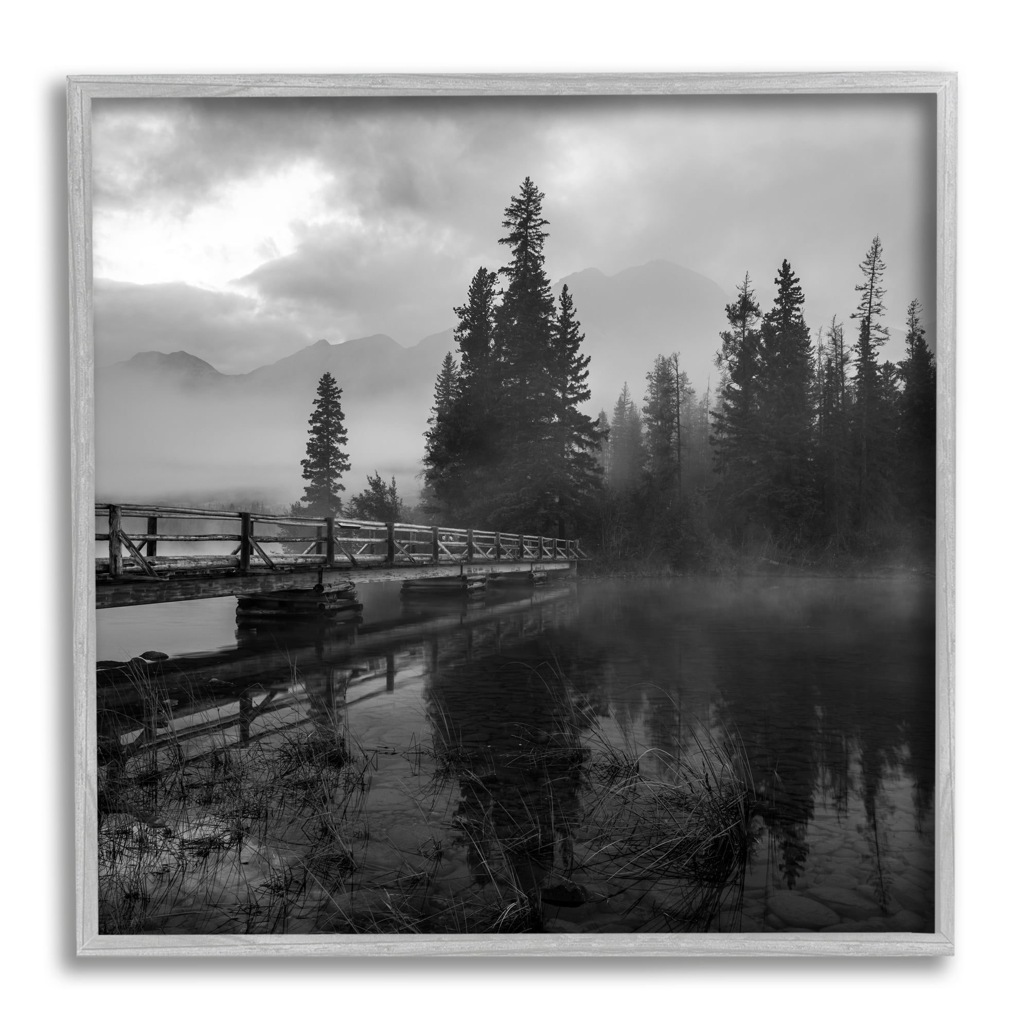 Stupell Industries Foggy Lake Water Sky Misty Forest Rustic Photography, 17 x 17, Design by Daniel Sproul