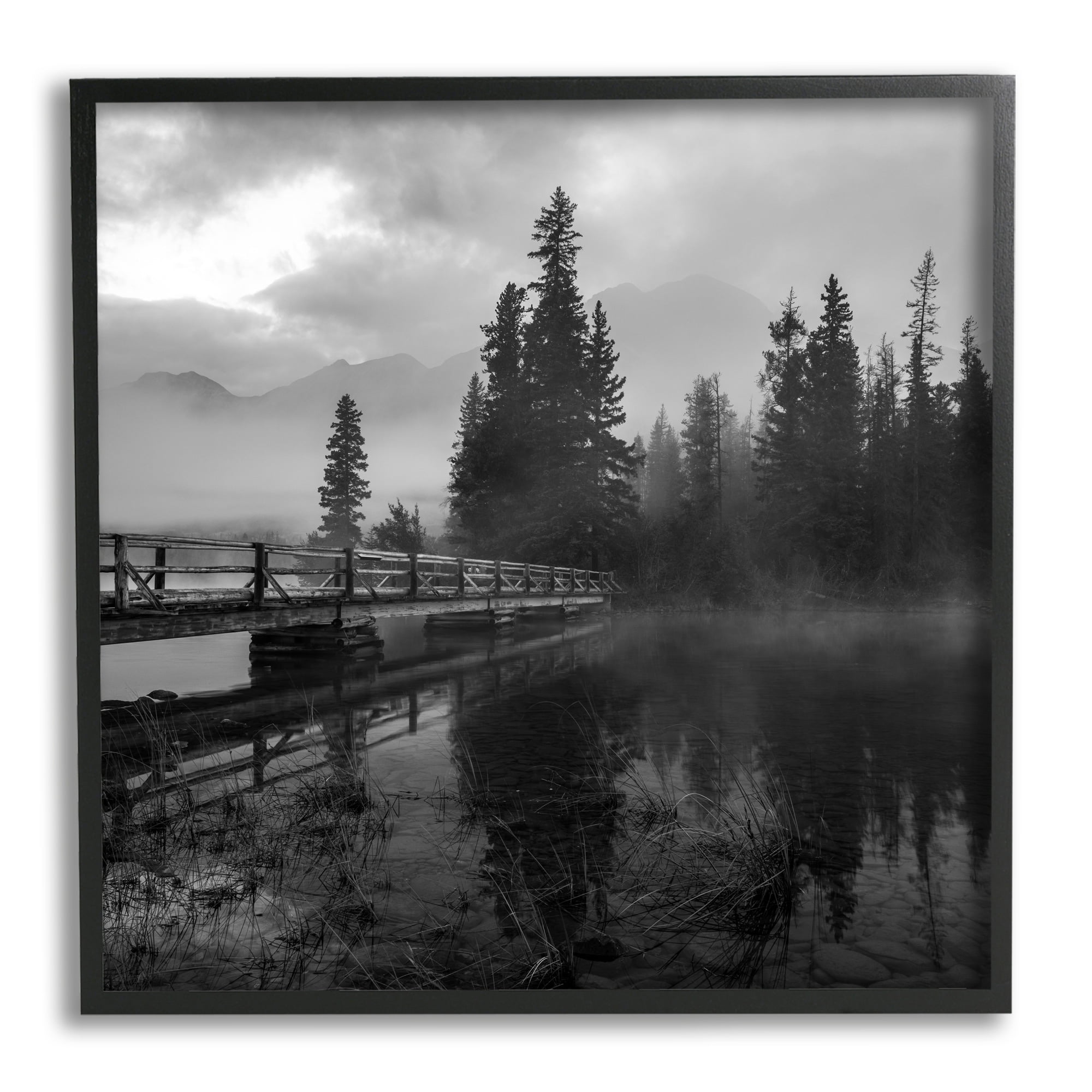 Stupell Industries Foggy Lake Water Sky Misty Forest Rustic Photography, 17 x 30, Design by Daniel Sproul