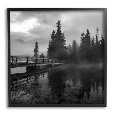 Stupell Industries Foggy Lake Water Sky Misty Forest Rustic Photography, 24 x 24, Design by Daniel Sproul