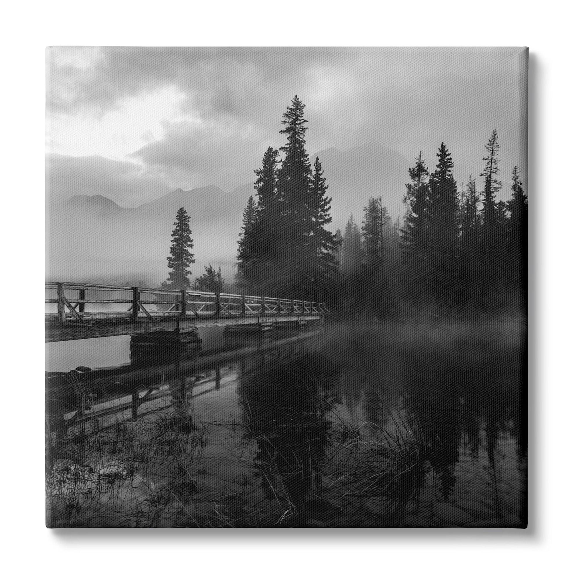Stupell Industries Foggy Lake Water Sky Misty Forest Rustic Photography, 24 x 24, Design by Daniel Sproul