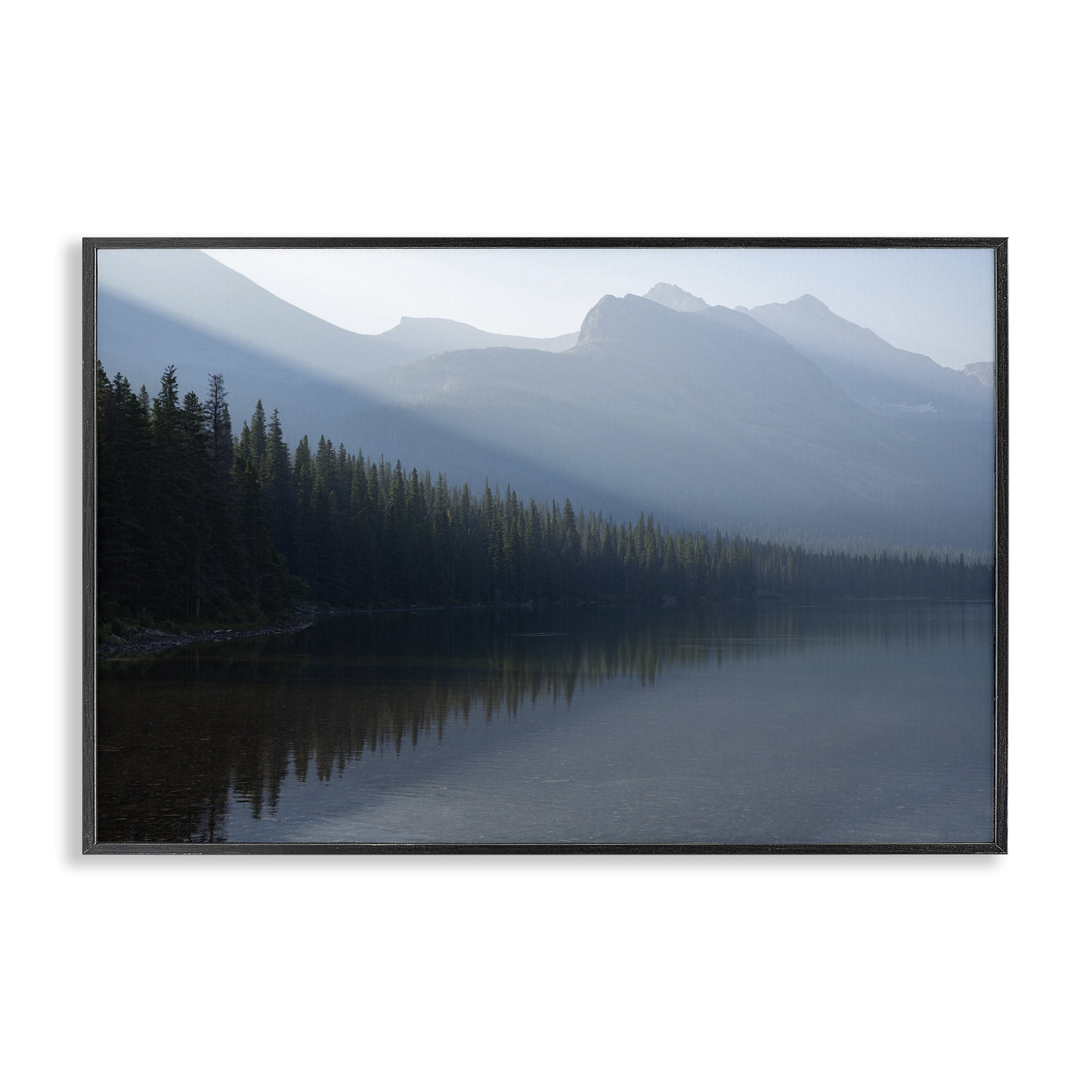 Stupell Industries Foggy Lakeside Trees Landscape Photography Black Framed Art Print Wall Art, 24 x 16