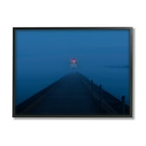 Stupell Industries Foggy Lighthouse Dock Landscape Photography Black Framed Art Print Wall Art, 14 x 11