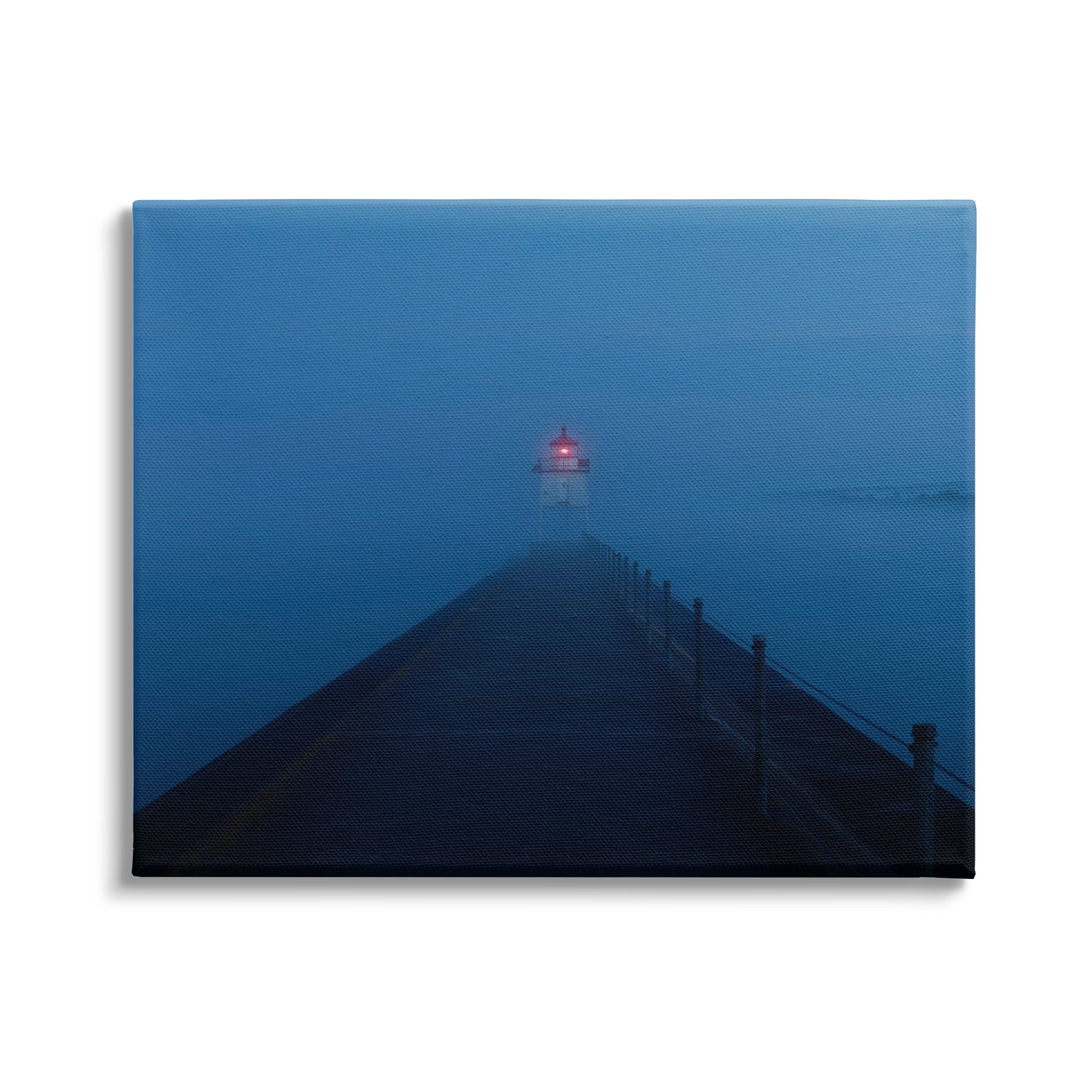 Stupell Industries Foggy Lighthouse Dock Landscape Photography Gallery Wrapped Canvas Art Print Wall Art, 30 x 24
