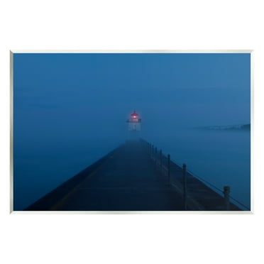 Stupell Industries Foggy Lighthouse Dock Landscape Photography Unframed Art Print Wall Art, 15 x 10
