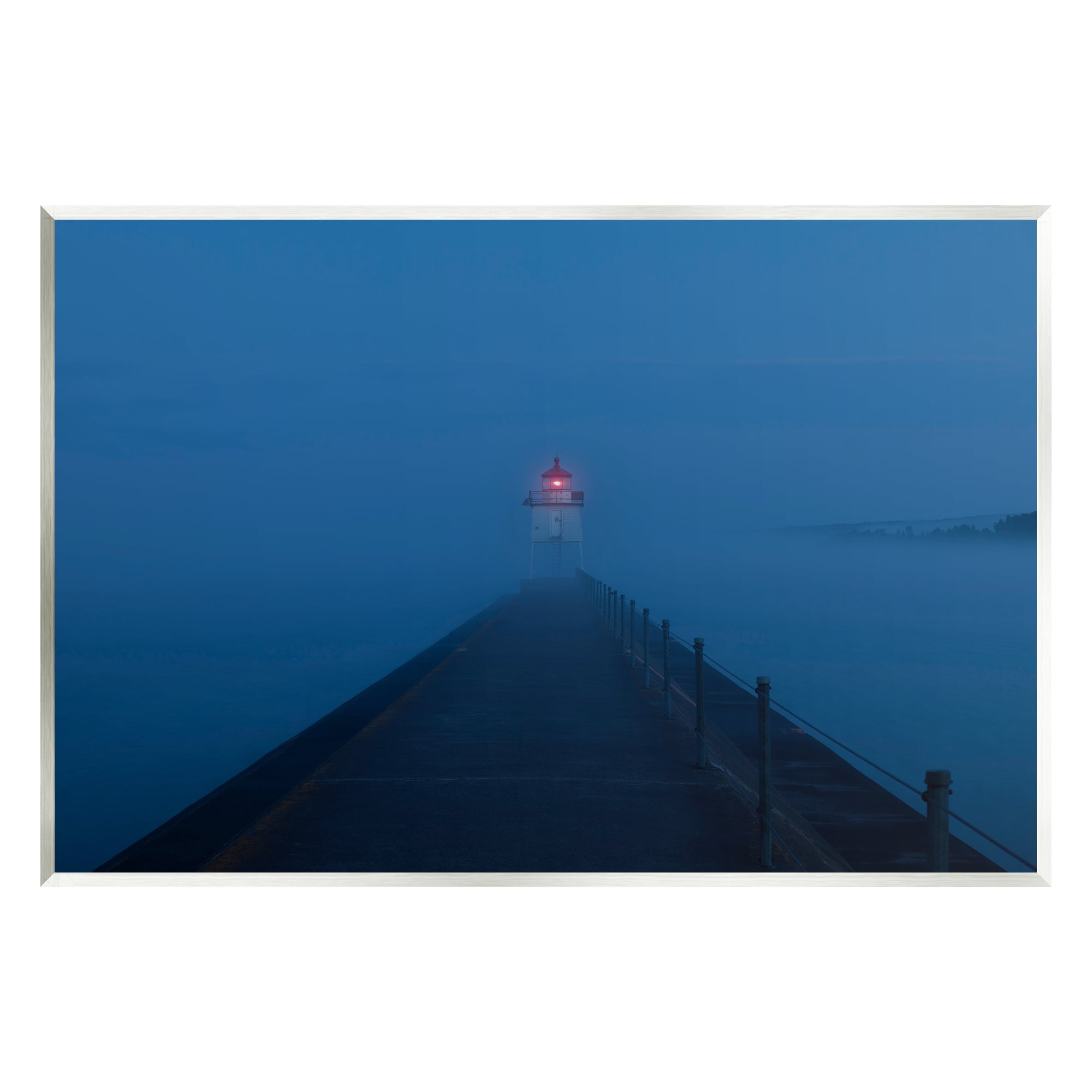 Stupell Industries Foggy Lighthouse Dock Landscape Photography Unframed Art Print Wall Art, 19 x 13